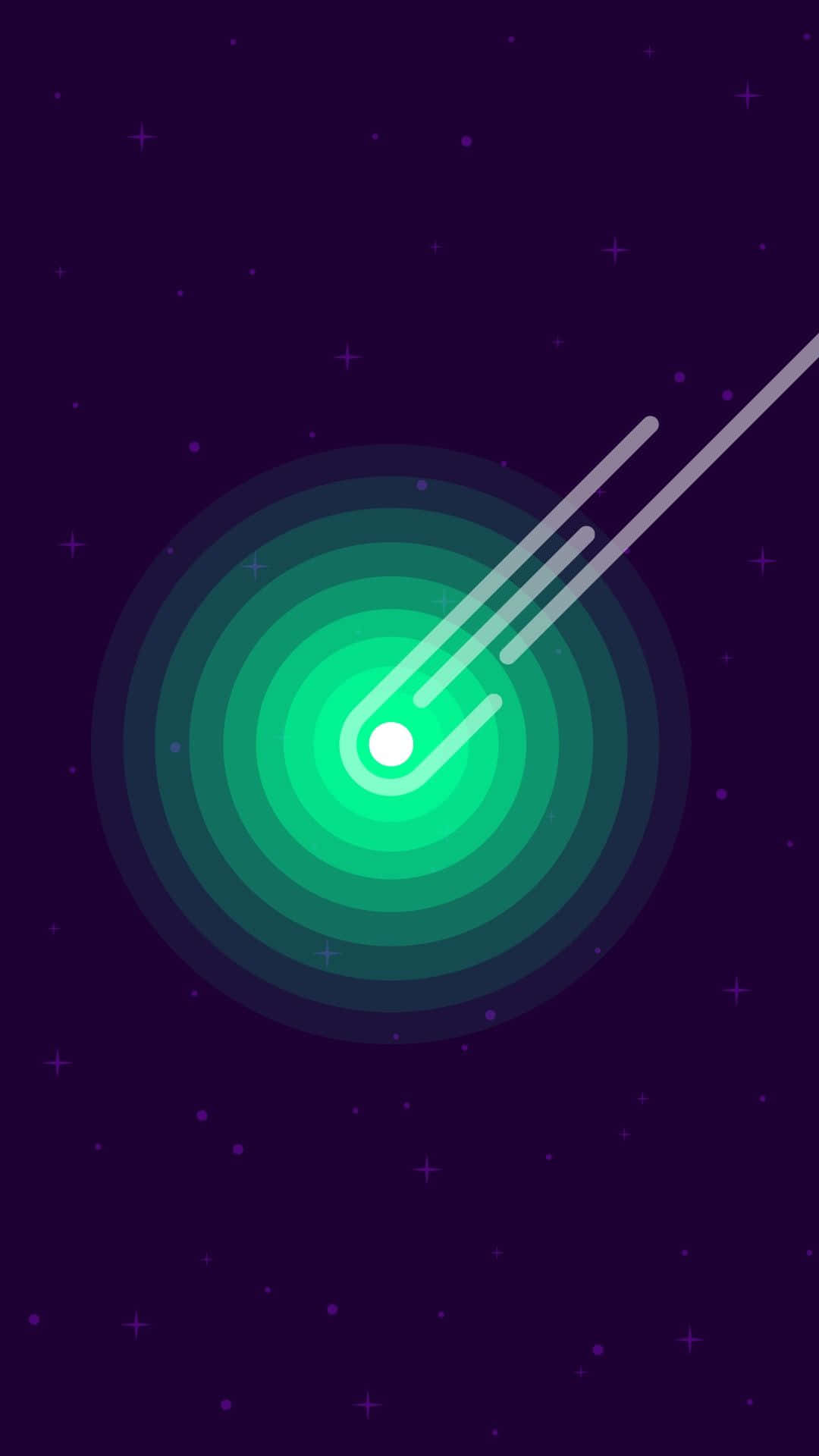 Kurzgesagt, glowing green comet, starry purple night sky, Full HD Phone Wallpaper