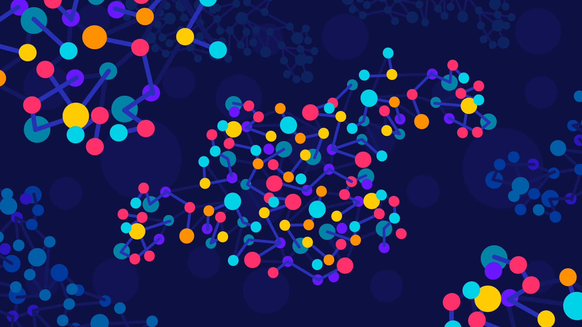 Kurzgesagt, molecular structures, glowing spheres, Full HD Desktop Wallpaper