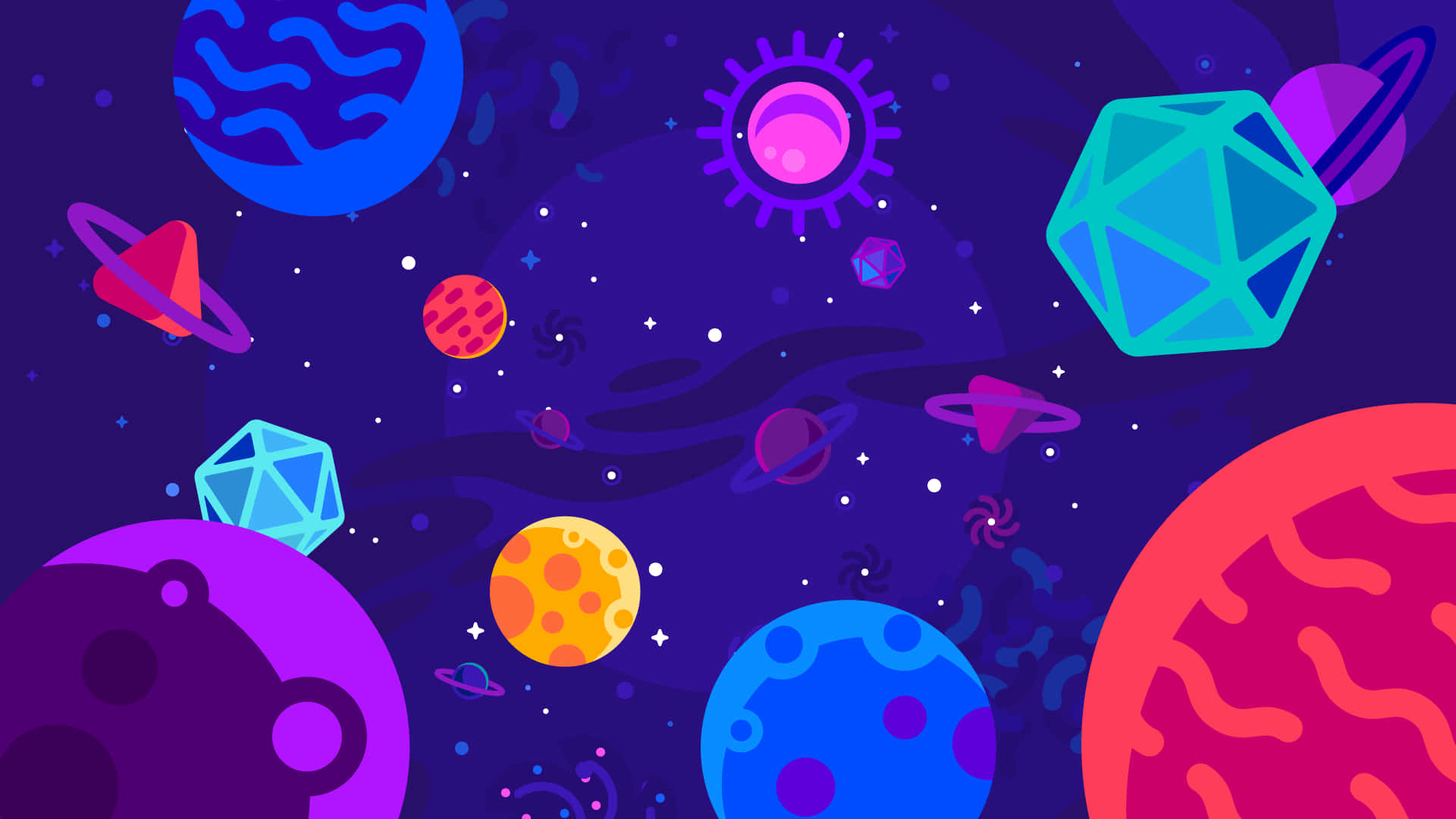 Kurzgesagt, Galaxy, deep purple cosmic scene, Full HD Desktop Wallpaper