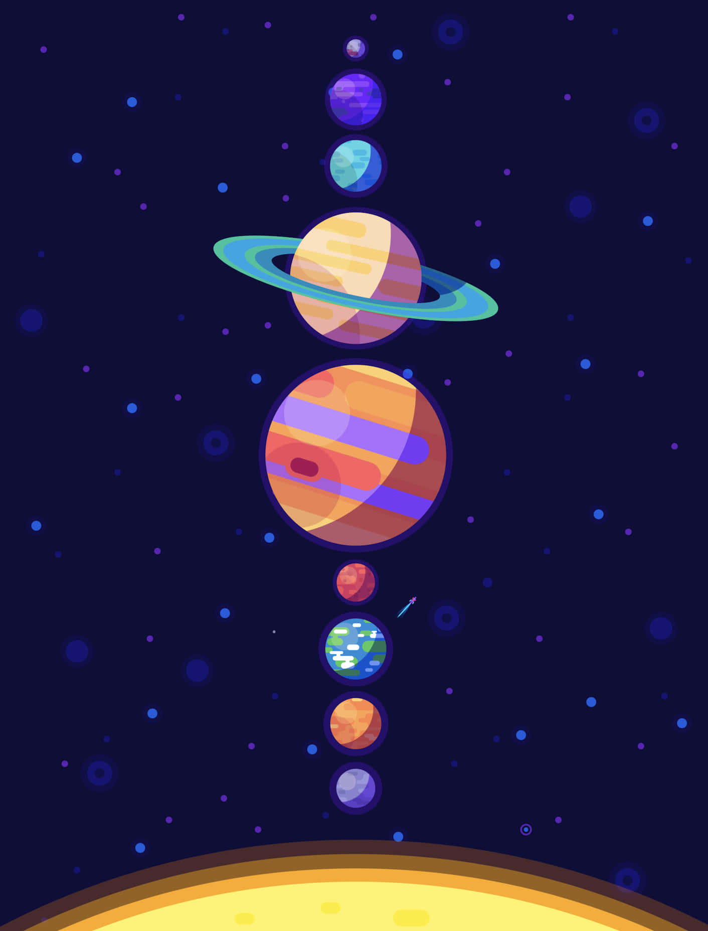 Kurzgesagt, starry night sky, glowing sun, HD Phone Wallpaper