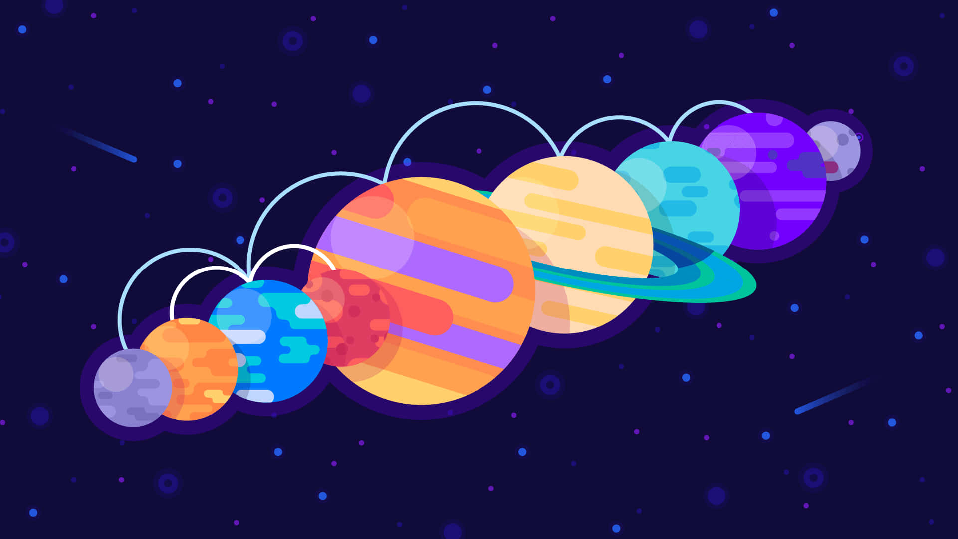 Kurzgesagt, solar system, colorful planets, Full HD Desktop Wallpaper