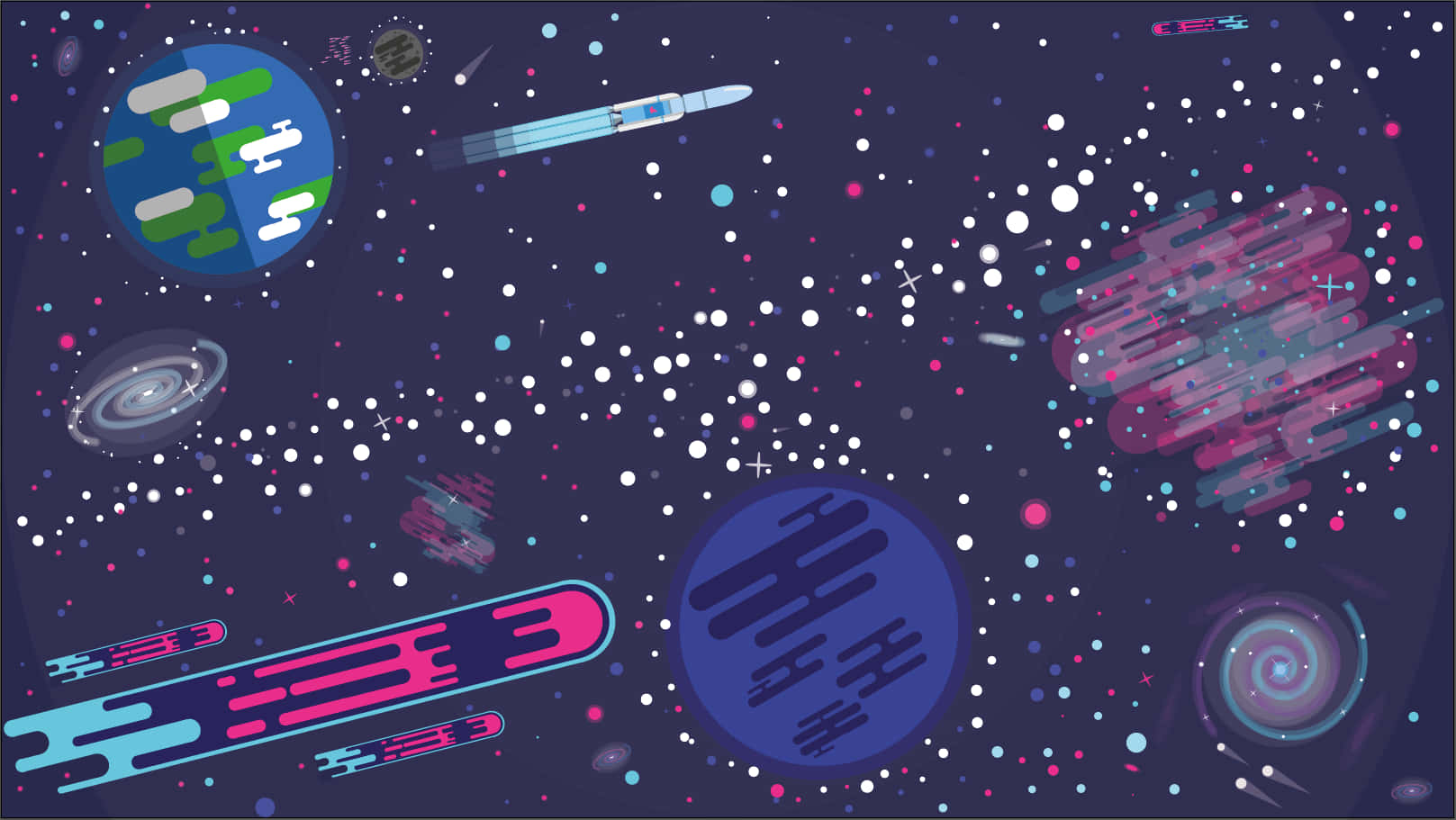 Kurzgesagt, glowing planets, colorful nebulae, HD Desktop Wallpaper