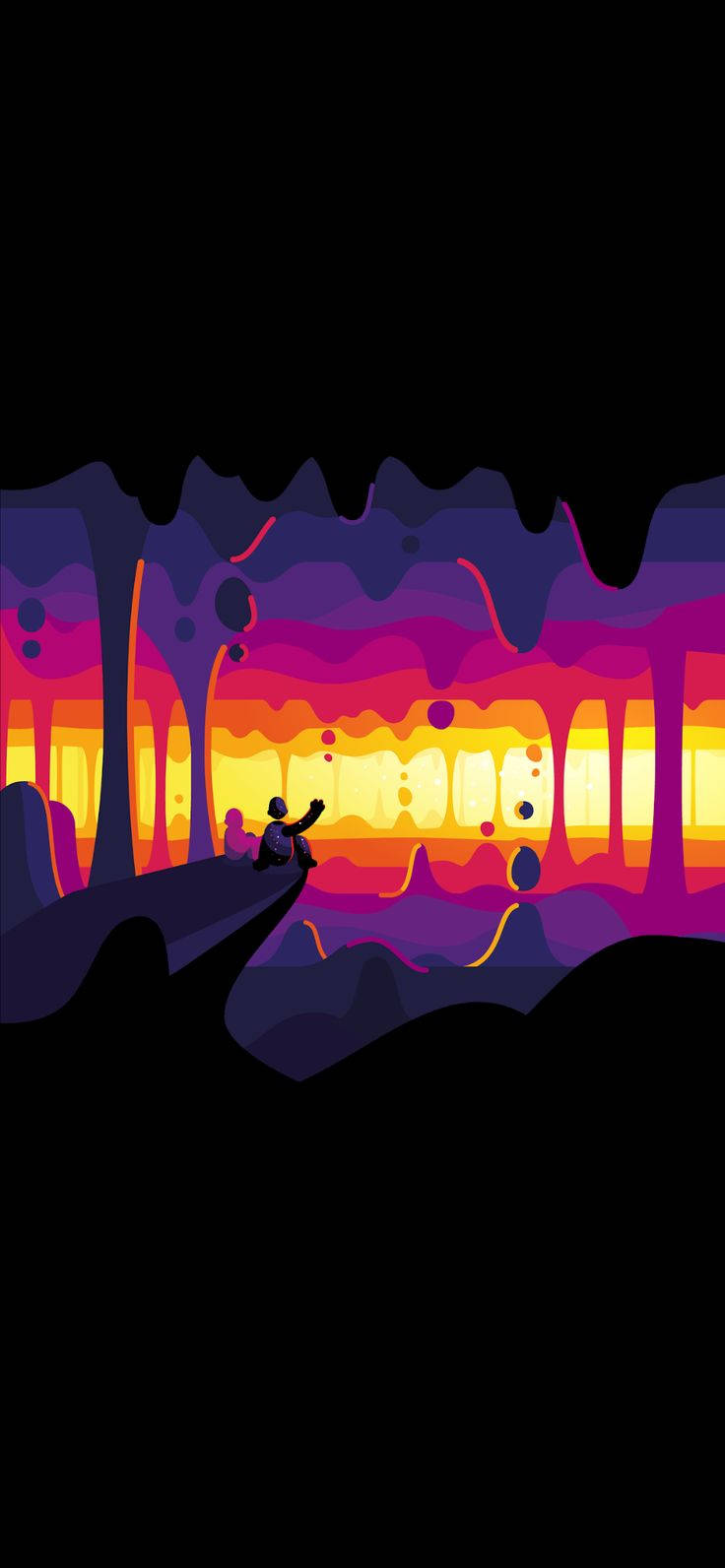 Kurzgesagt, dark cliff, vibrant surreal canyon, HD Phone Wallpaper
