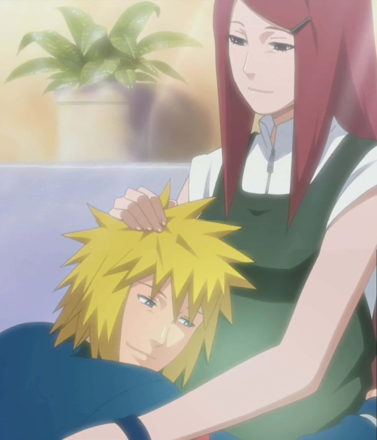 Kushina Uzumaki, red-haired woman, spiky-haired boy, HD Phone Wallpaper