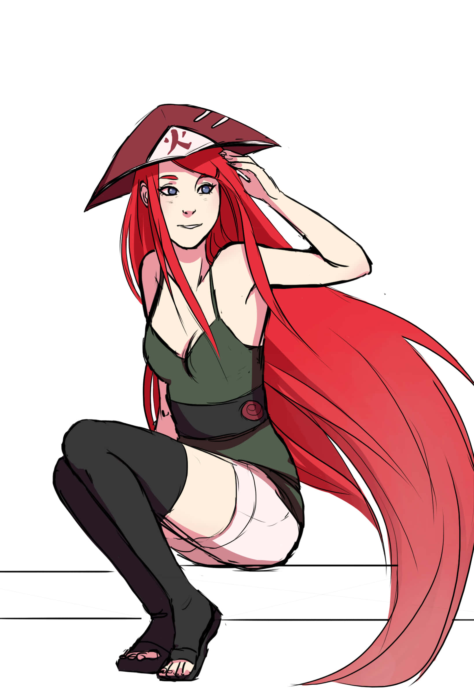 Kushina Uzumaki, red-haired anime girl, ninja hat, Full HD Phone Wallpaper