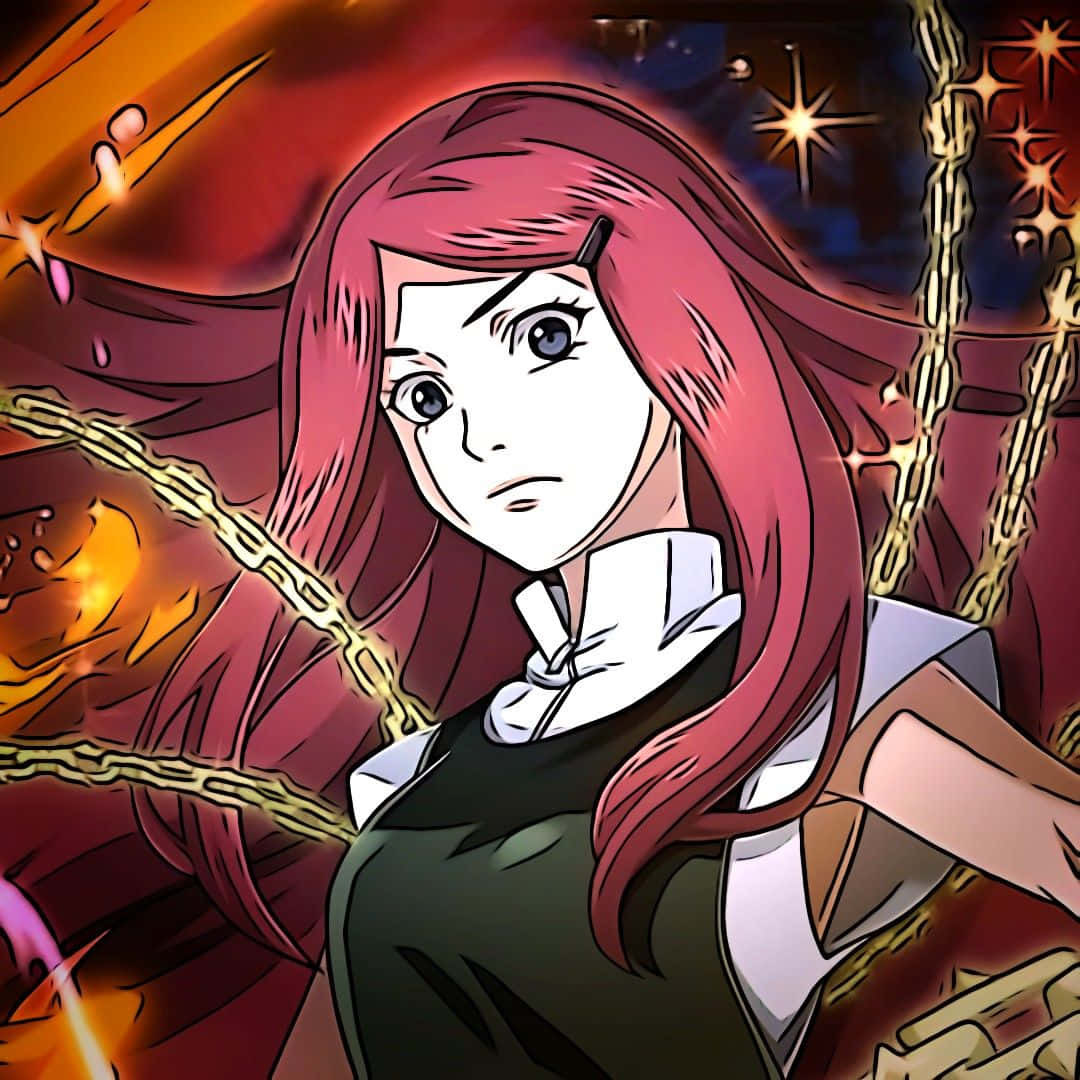 Kushina Uzumaki, pink hair, glowing chains, SD Desktop Wallpaper