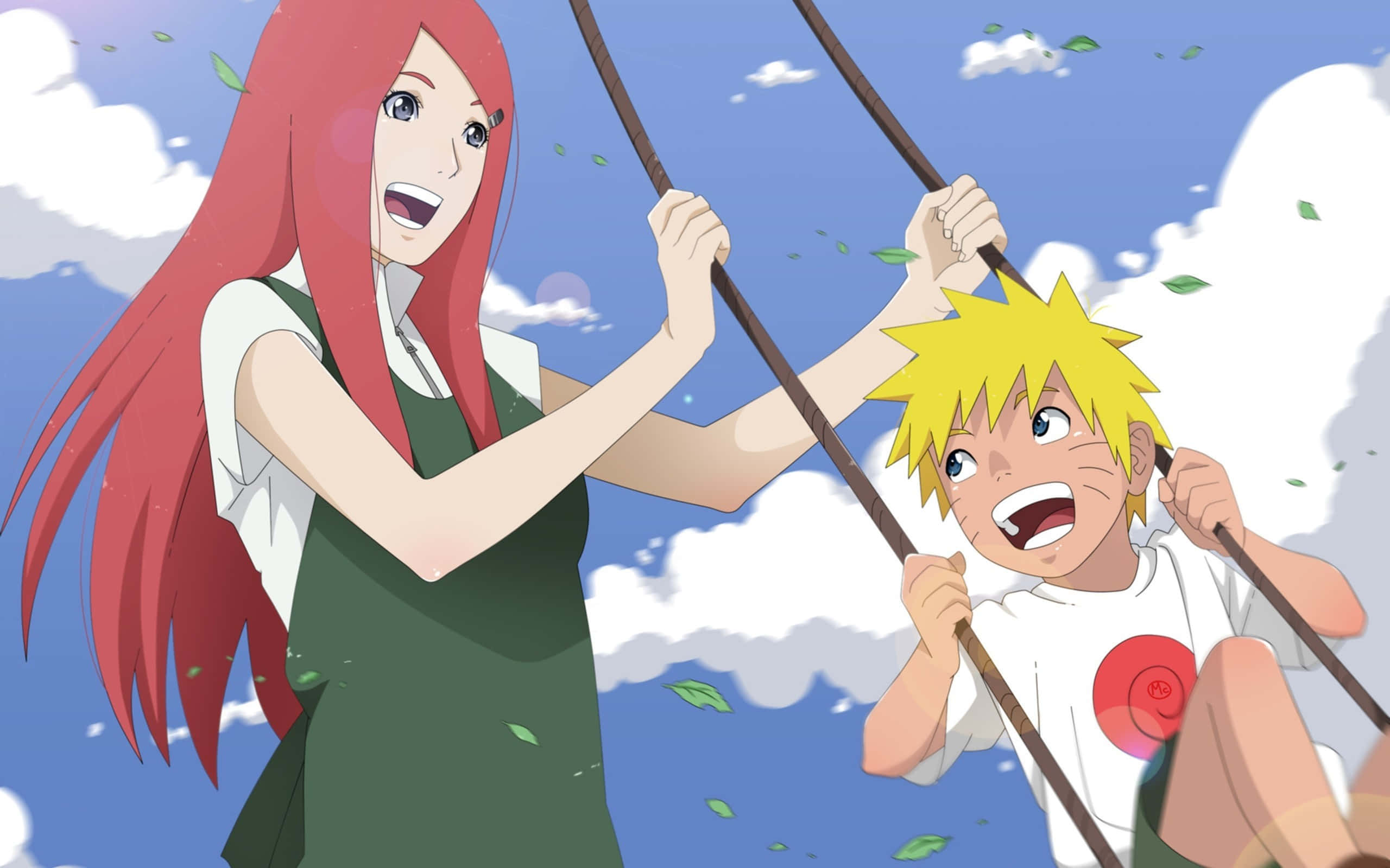 Kushina Uzumaki, red-haired woman, blonde boy, 2K Desktop Wallpaper