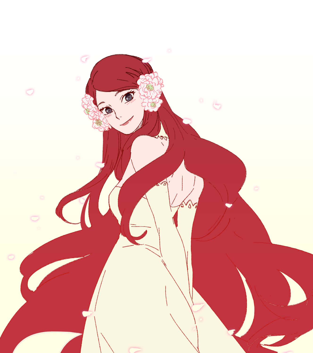 Kushina Uzumaki, long red hair, pink flowers, HD Phone Wallpaper