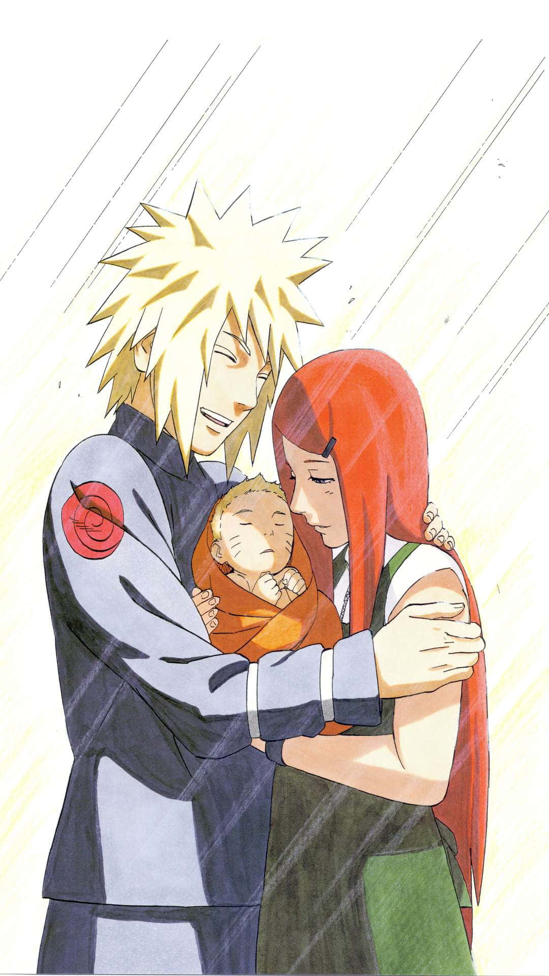 Kushina Uzumaki, red-haired ninja, diagonal rain streaks, Full HD Phone Wallpaper