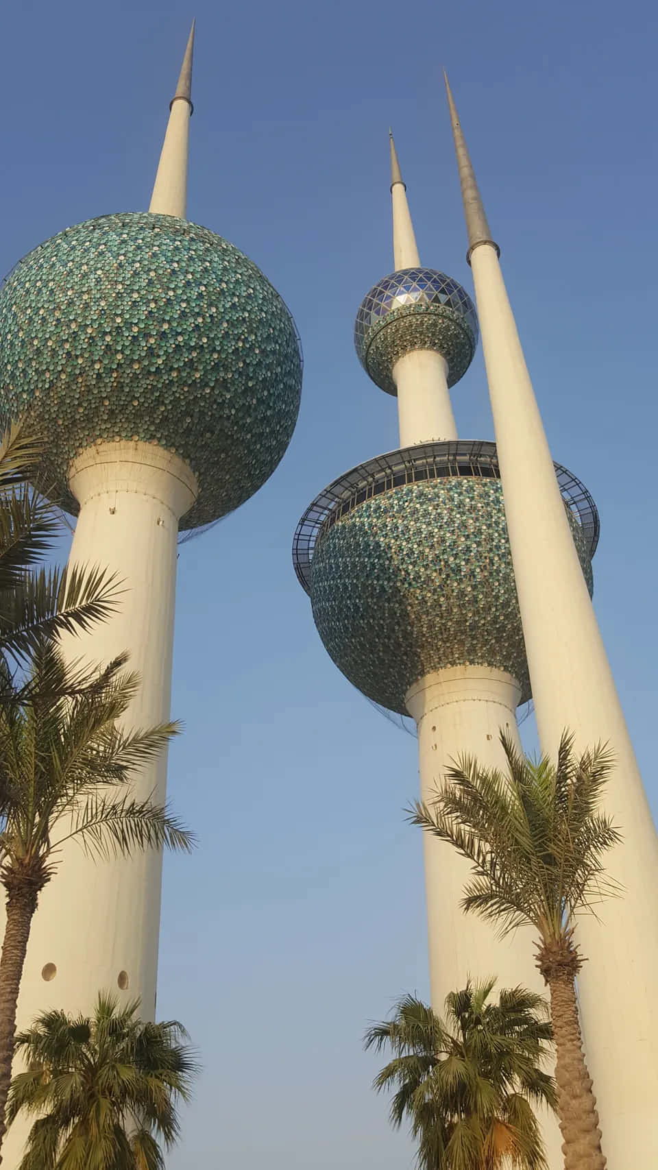 Kuwait Towers, blue aesthetic, clear blue sky, HD Phone Wallpaper