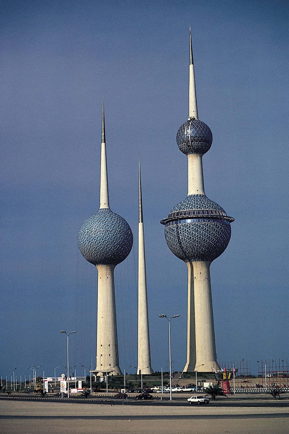 Kuwait Towers, blue aesthetic, clear blue sky, HD Phone Wallpaper