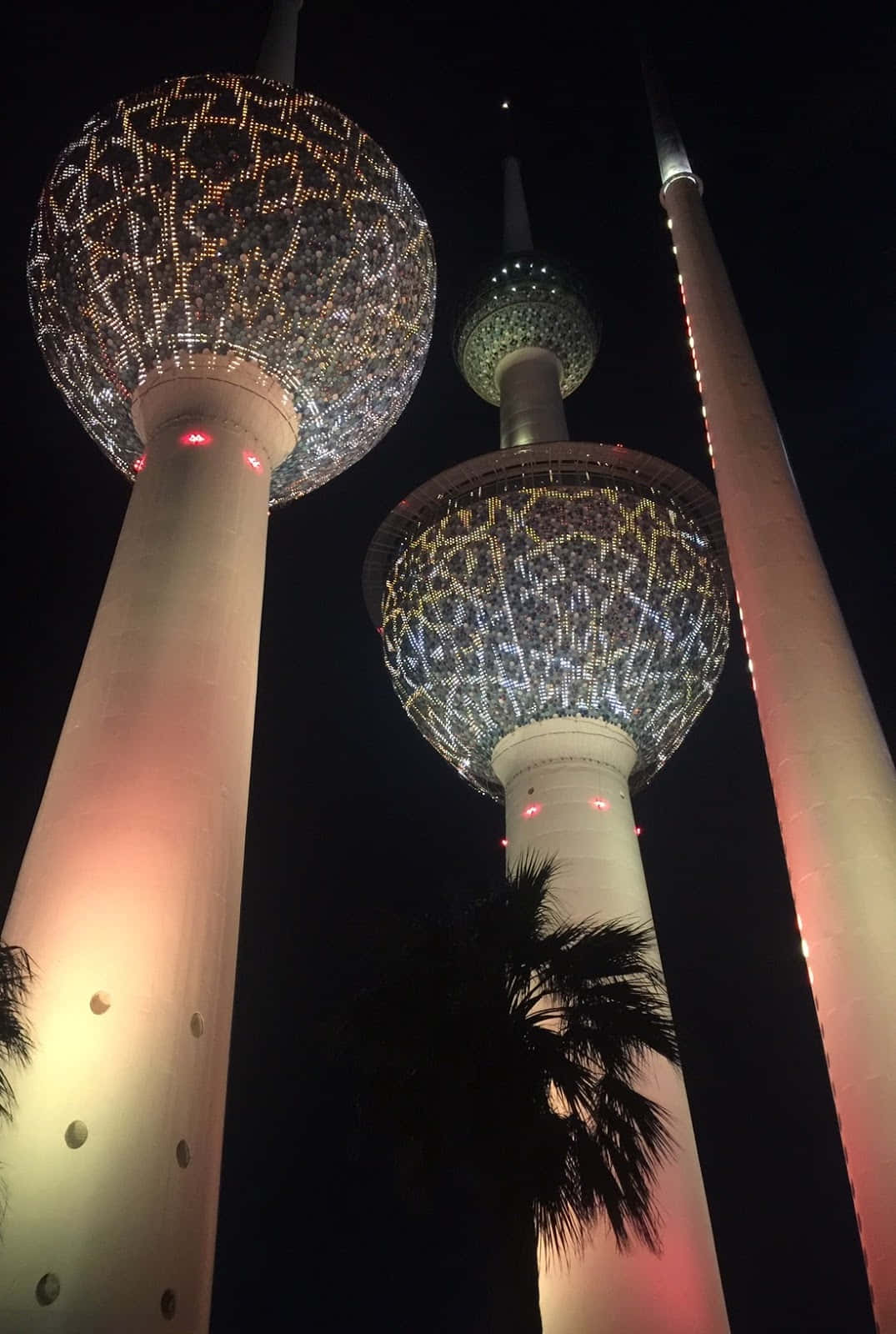 Kuwait Towers, night, dark night sky, HD Phone Wallpaper