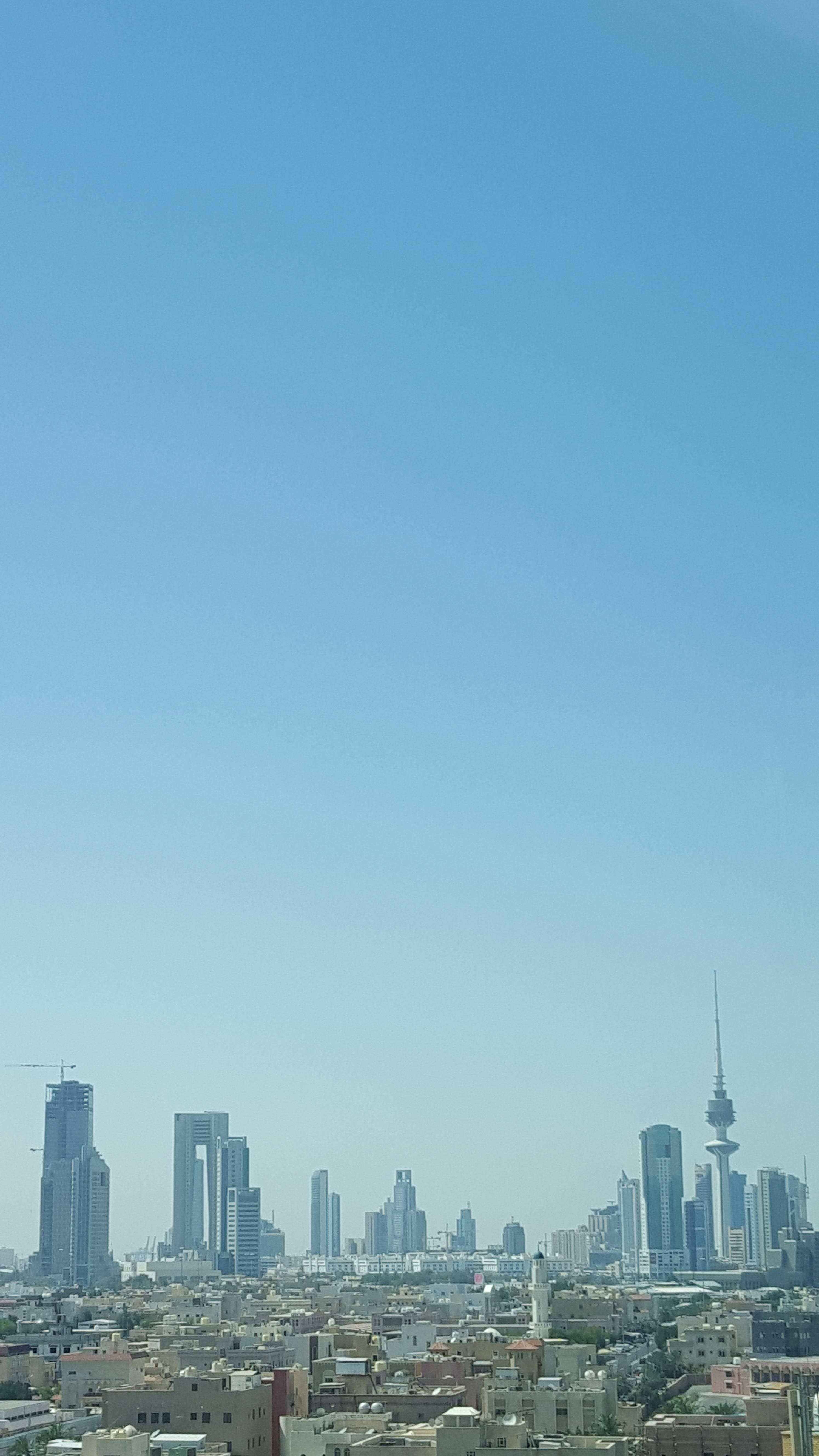 Kuwait, blue sky, modern city skyline, 5K Phone Wallpaper
