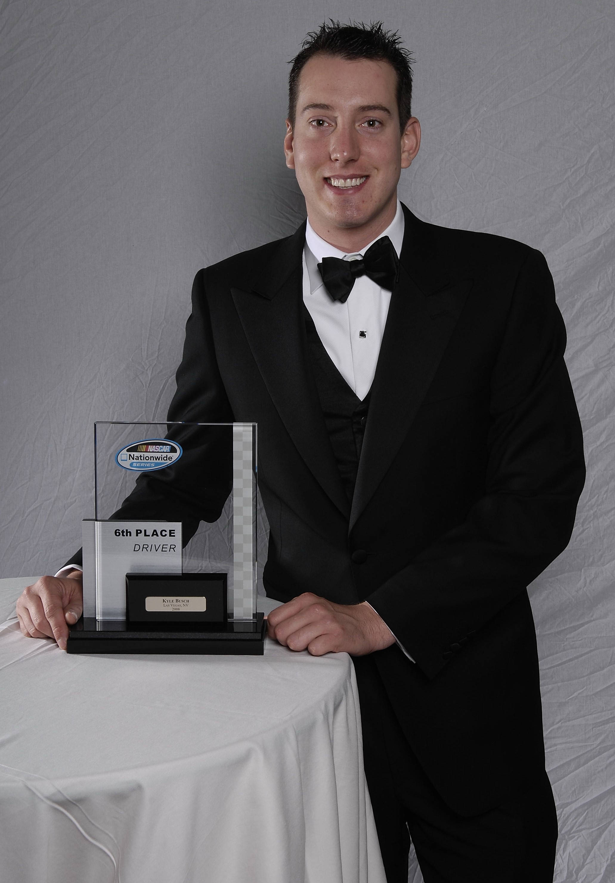 Kyle Busch, black tuxedo, transparent trophy, 2K Phone Wallpaper