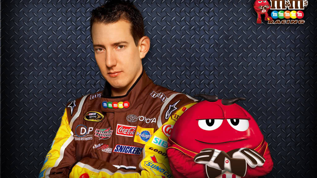 Kyle Busch, M&M's, red M&M's character, SD Desktop Wallpaper