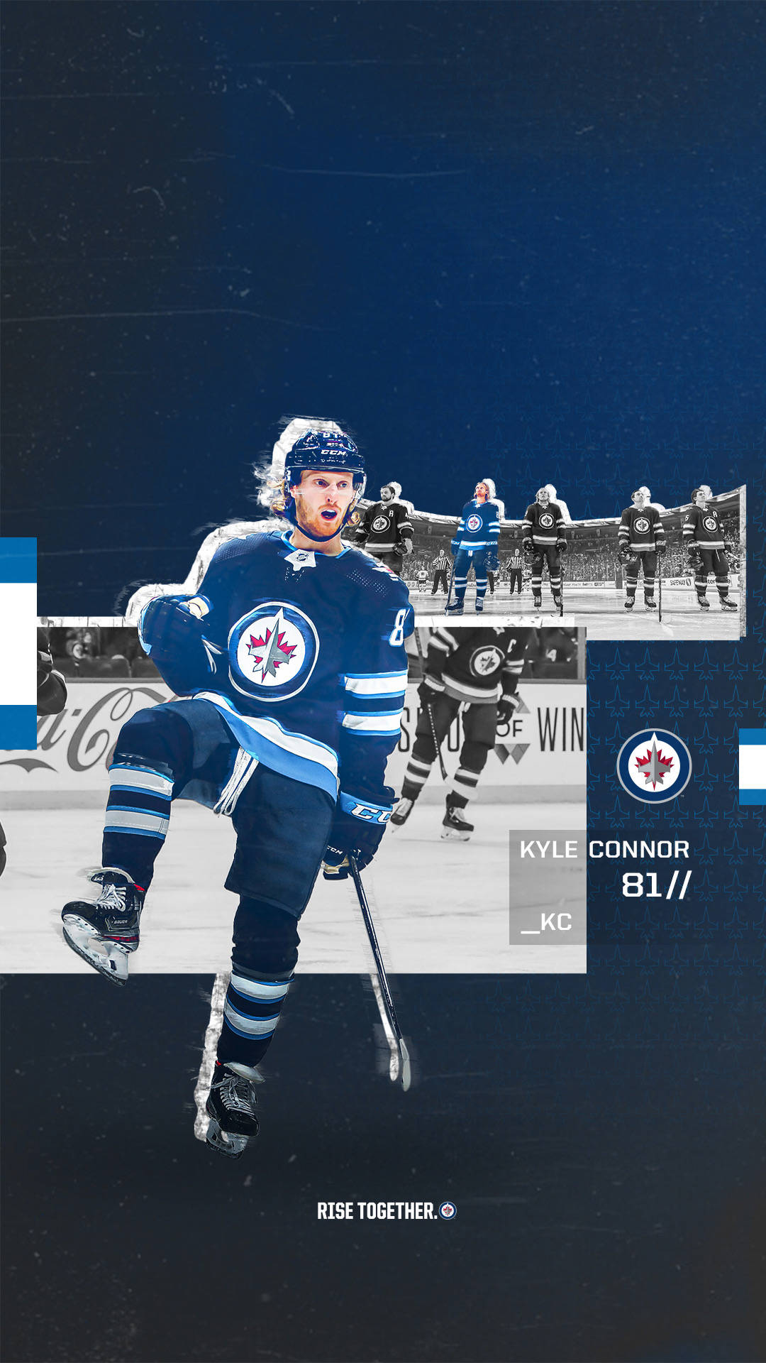 Kyle Connor, blue and white uniform, ice, Full HD Phone Wallpaper