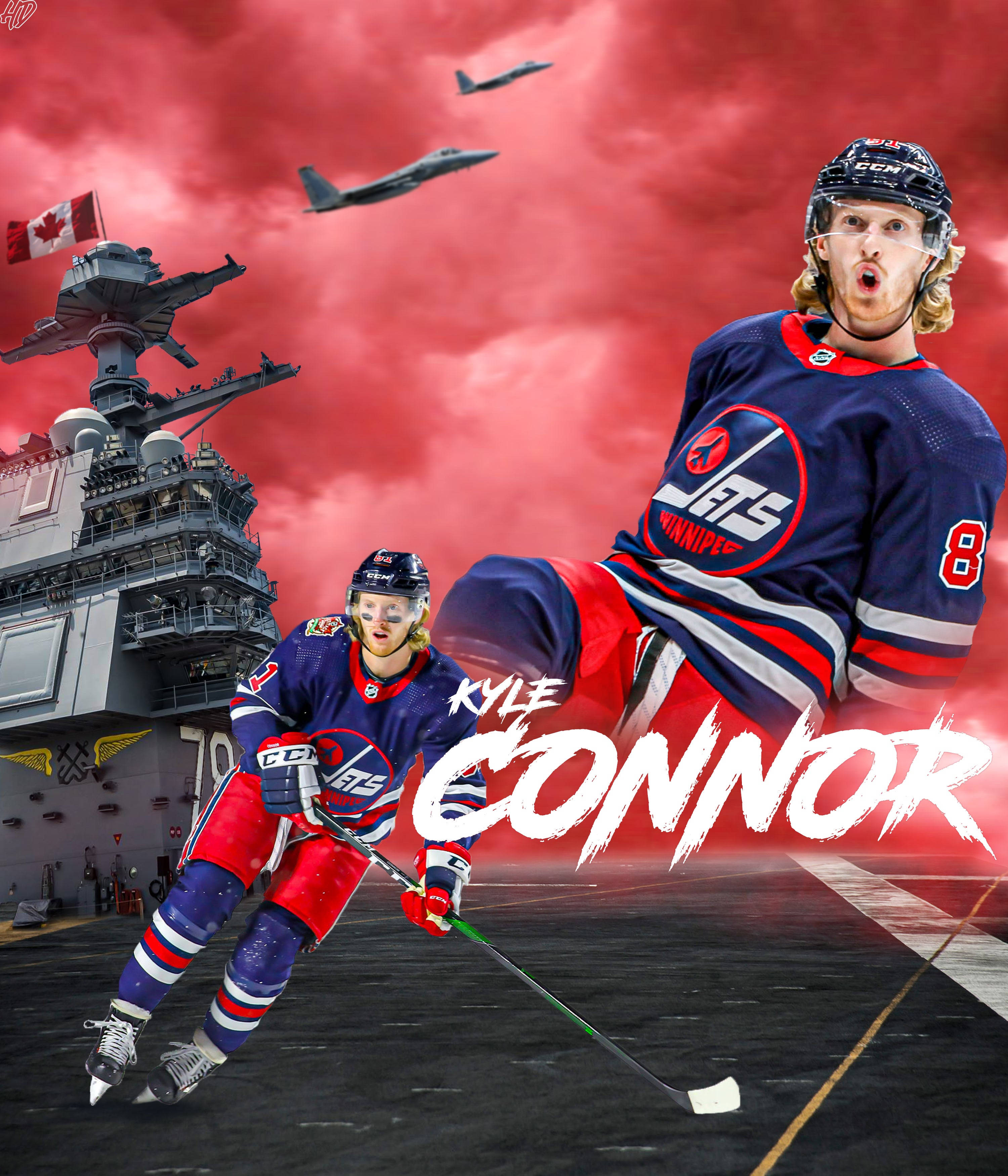 Kyle Connor, aircraft carrier deck, fighter jets, 2K Phone Wallpaper