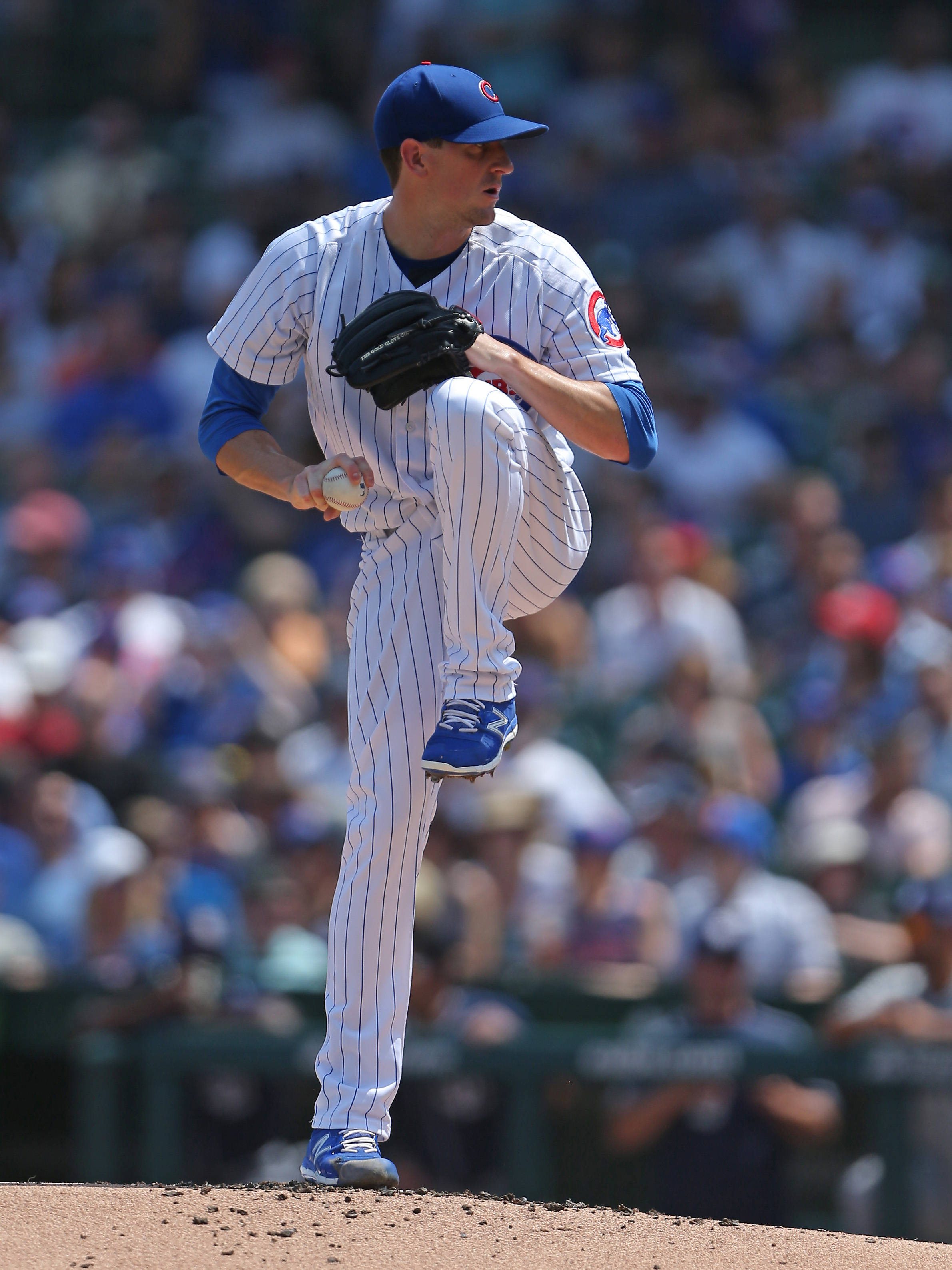Kyle Hendricks, pinstripe uniform, mid-throw, 2K Phone Wallpaper