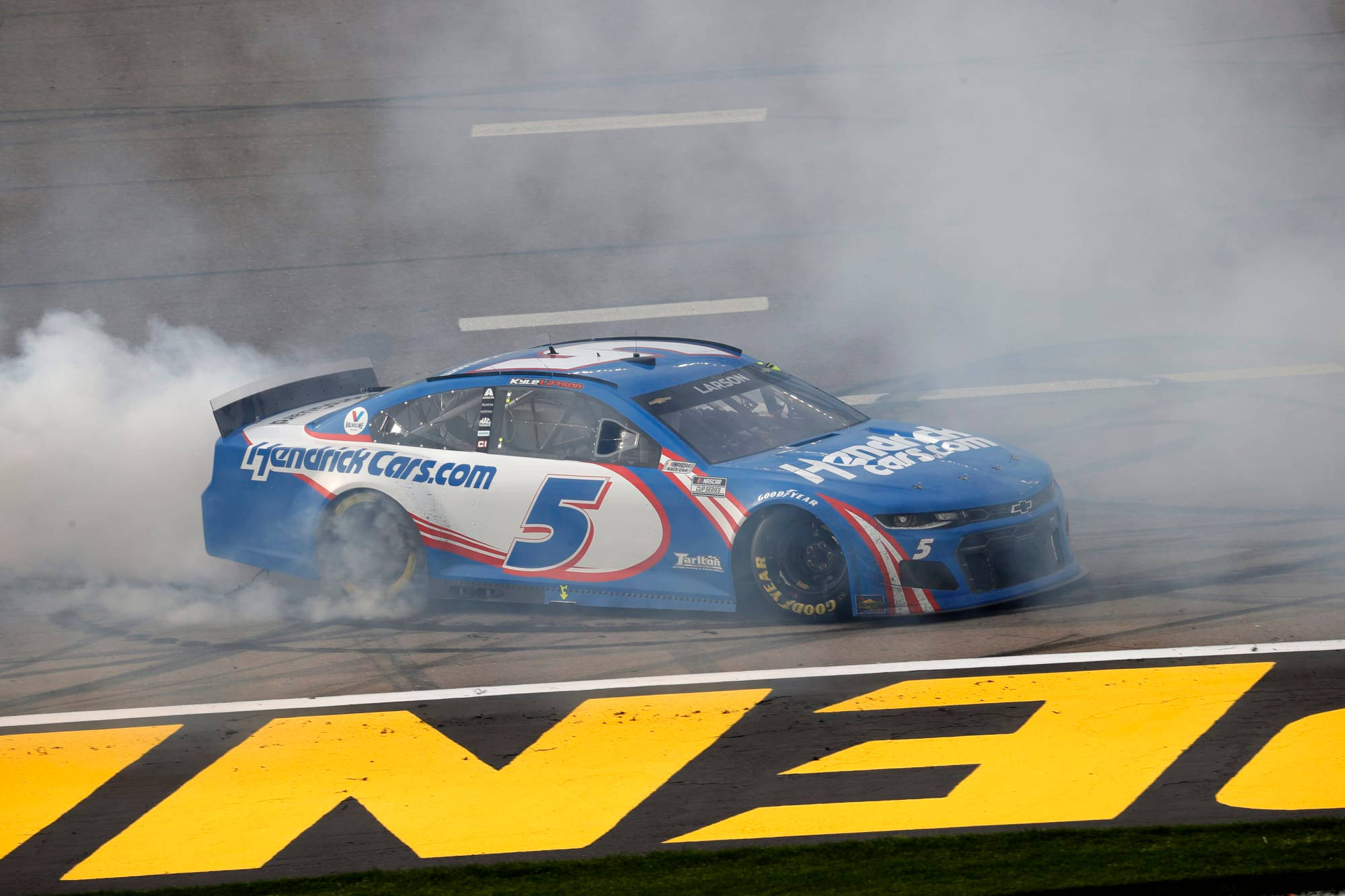 Kyle Larson, number 5, blue race car, Full HD Desktop Wallpaper