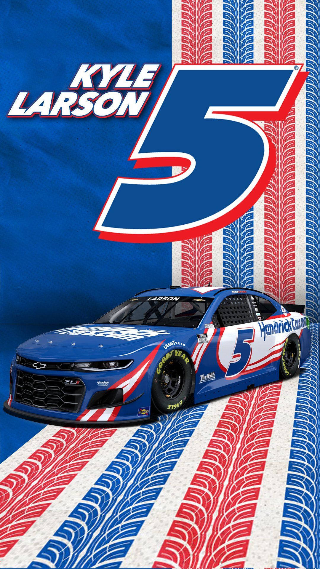 Kyle Larson, number 5, blue race car, Full HD Phone Wallpaper