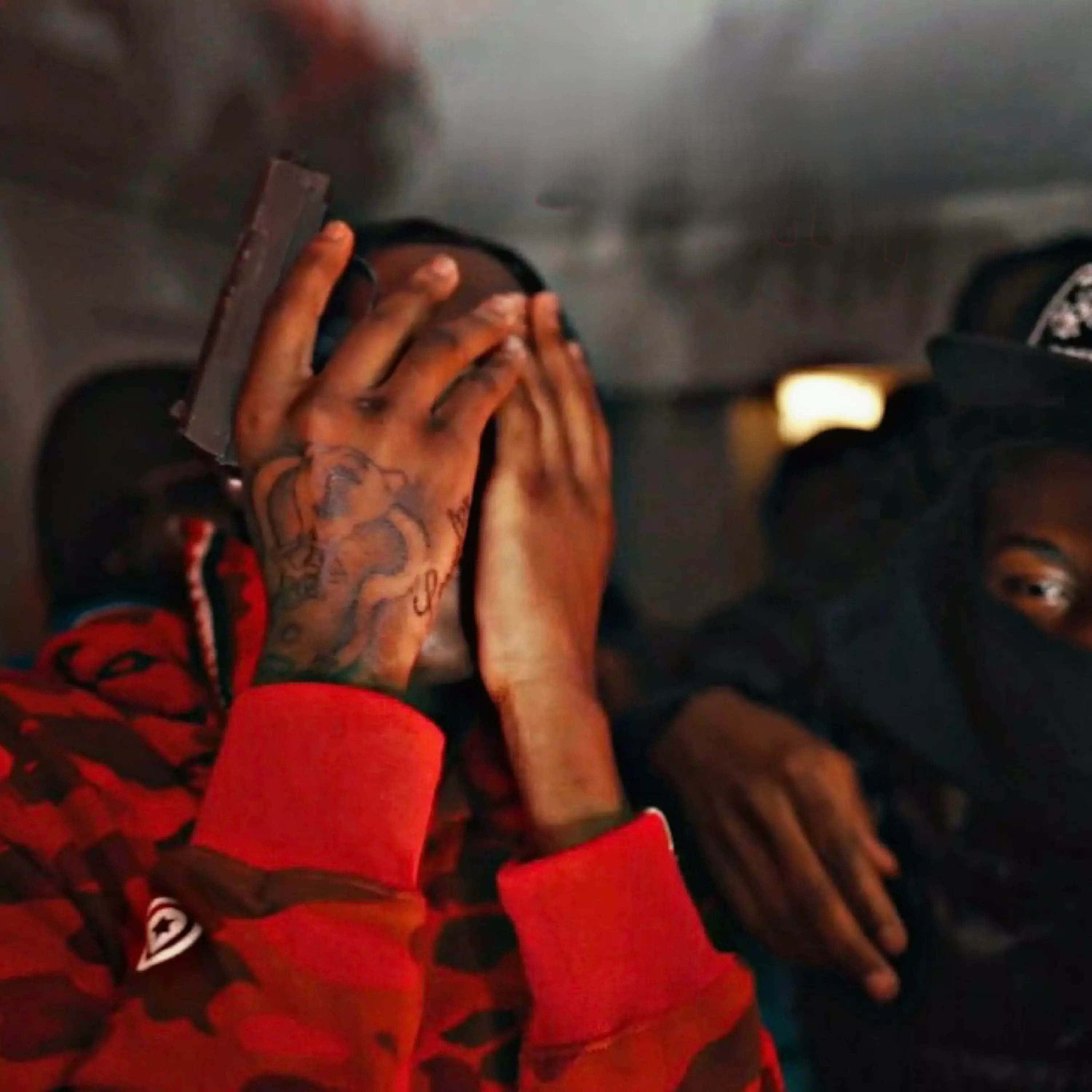 Kyle Richh, red camouflage hoodie, handgun, 2K Desktop Wallpaper