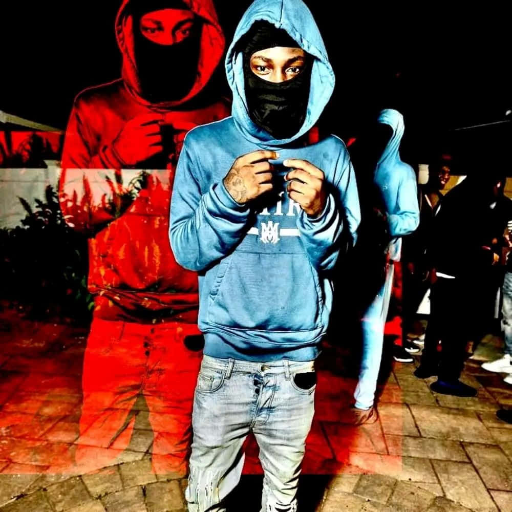 Kyle Richh, blue hoodie, black face mask, SD Desktop Wallpaper
