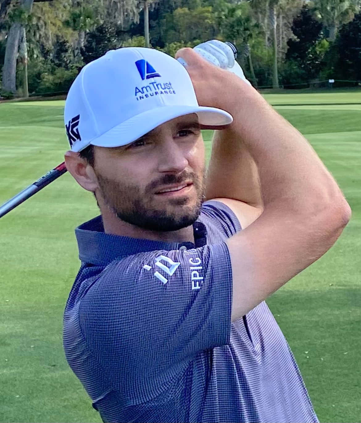 Kyle Stanley, close up swing, lush green course, HD Phone Wallpaper