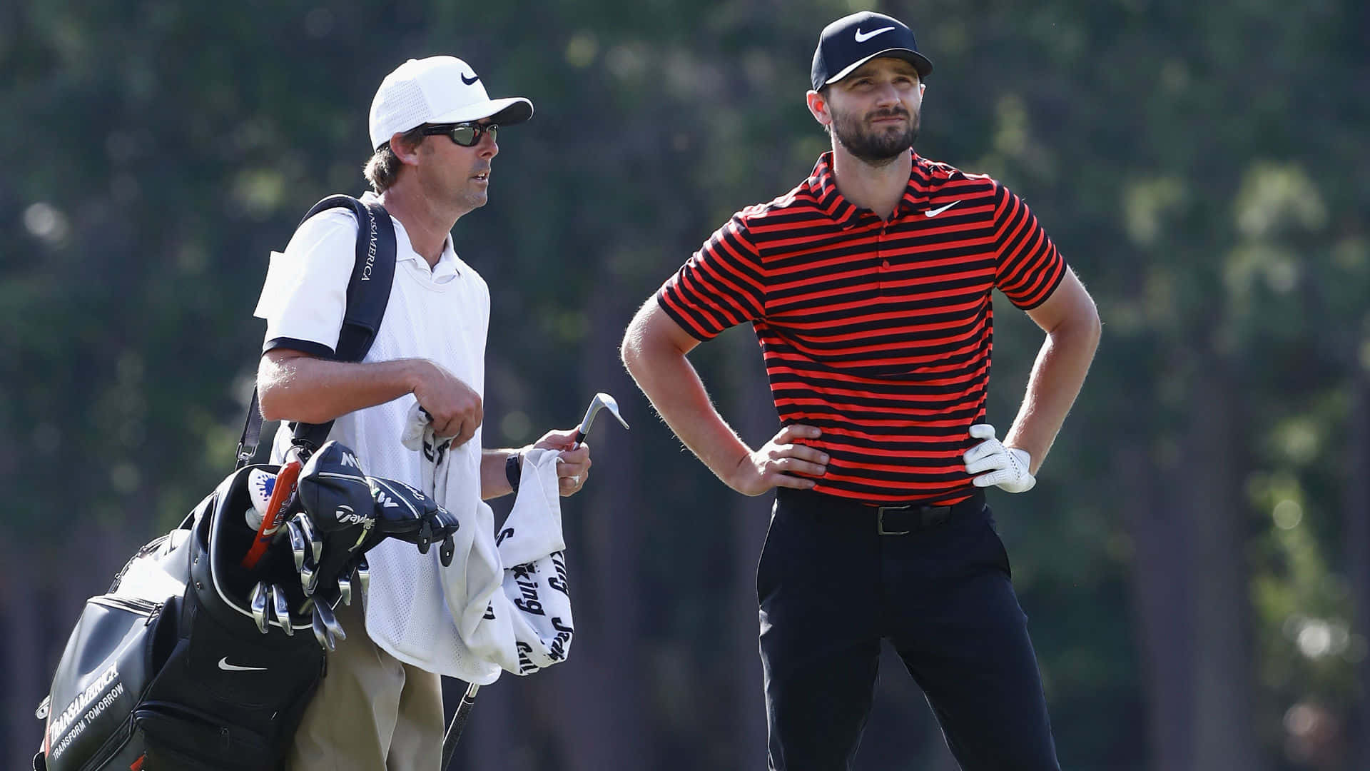 Kyle Stanley, red striped shirt, golfers, Full HD Desktop Wallpaper