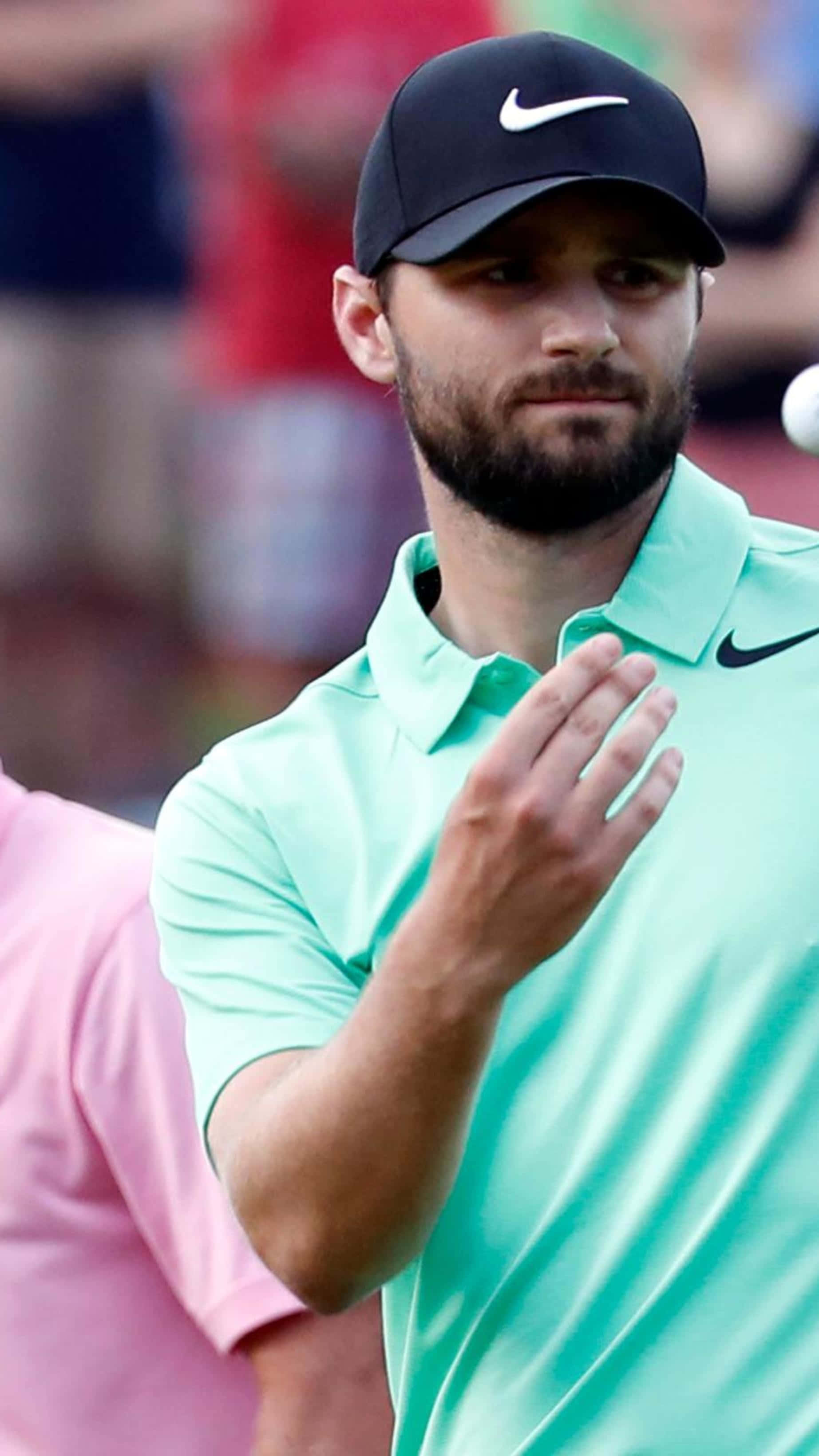 Kyle Stanley, mint green polo, black cap, 2K Phone Wallpaper