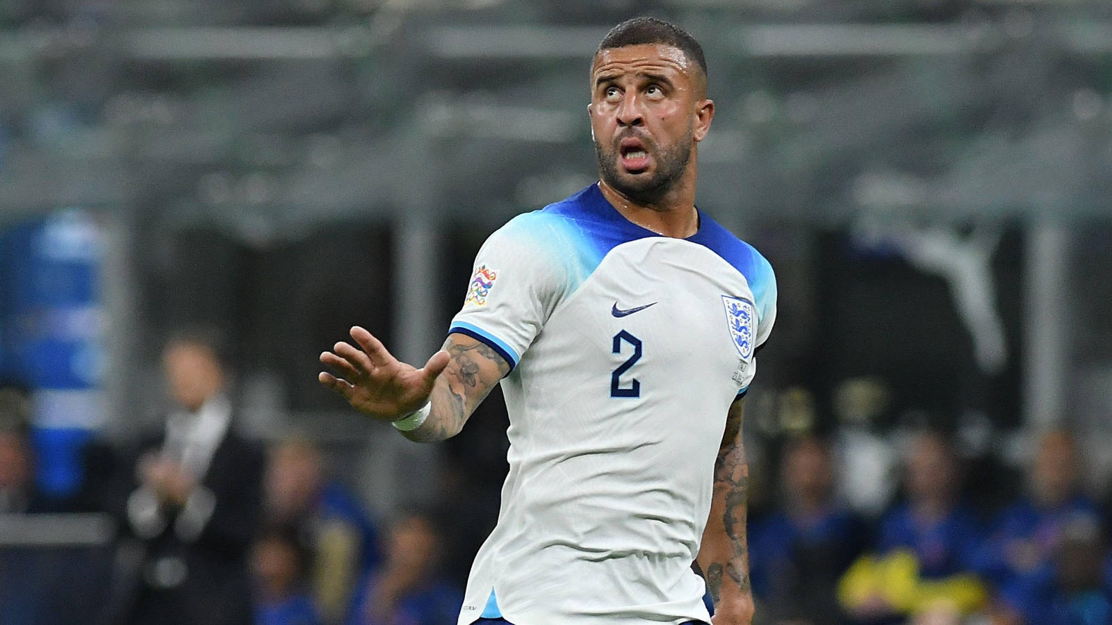Kyle Walker, England jersey number two, stadium lights, HD Desktop Wallpaper