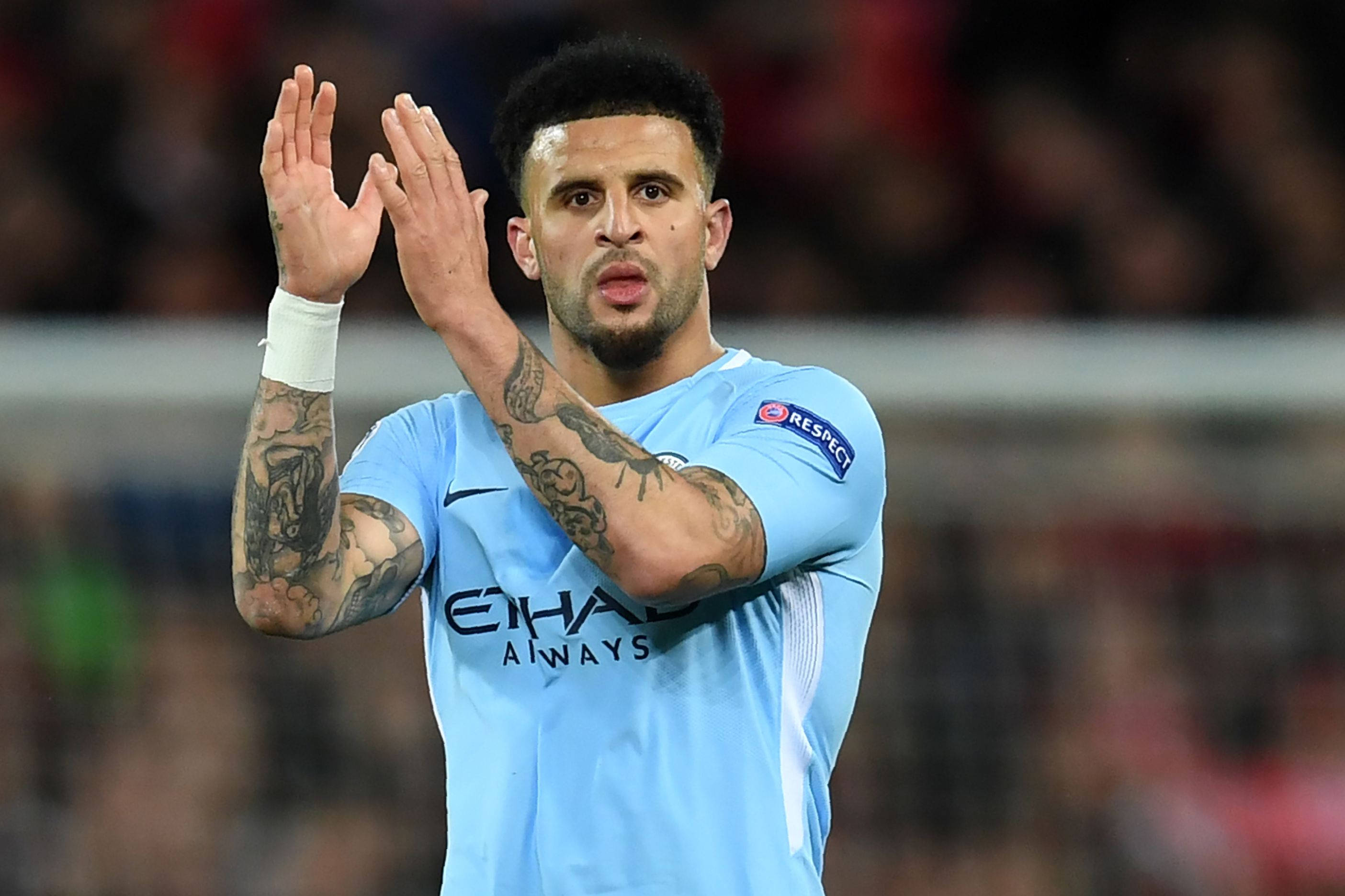 Kyle Walker, light blue jersey, tattoos, 2K Desktop Wallpaper