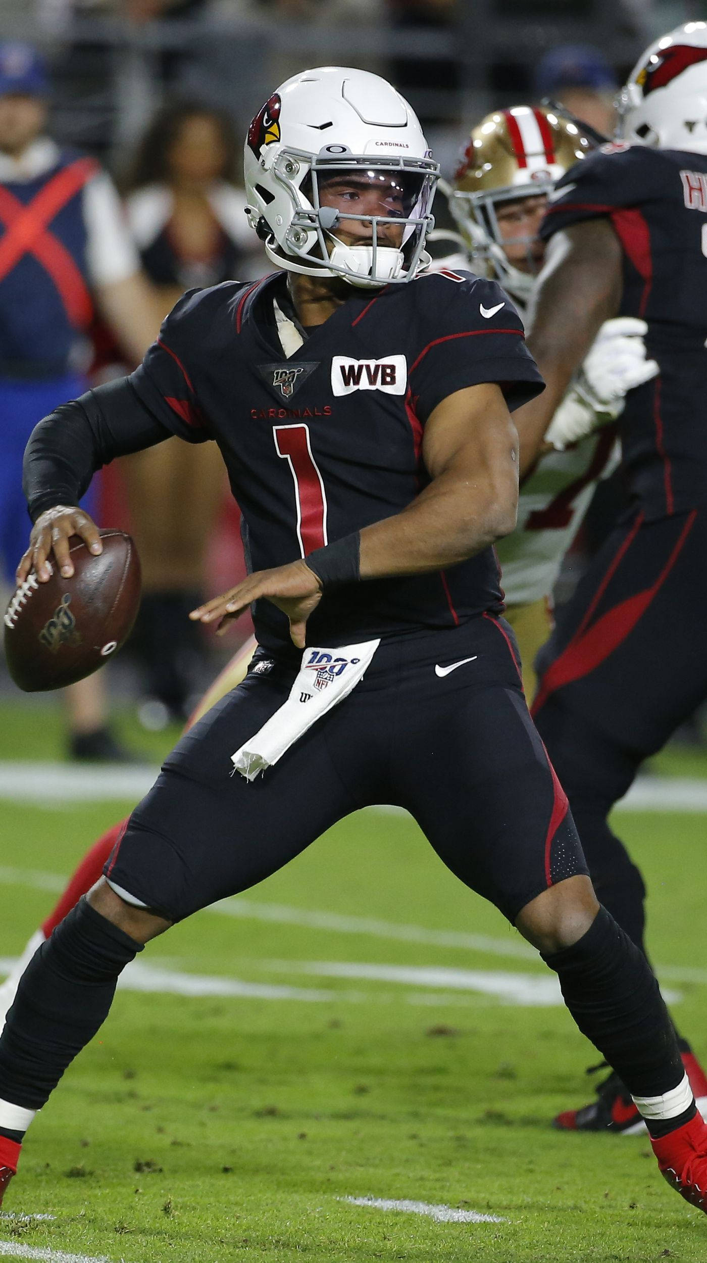Kyler Murray, black uniform, red uniform, Full HD Phone Wallpaper