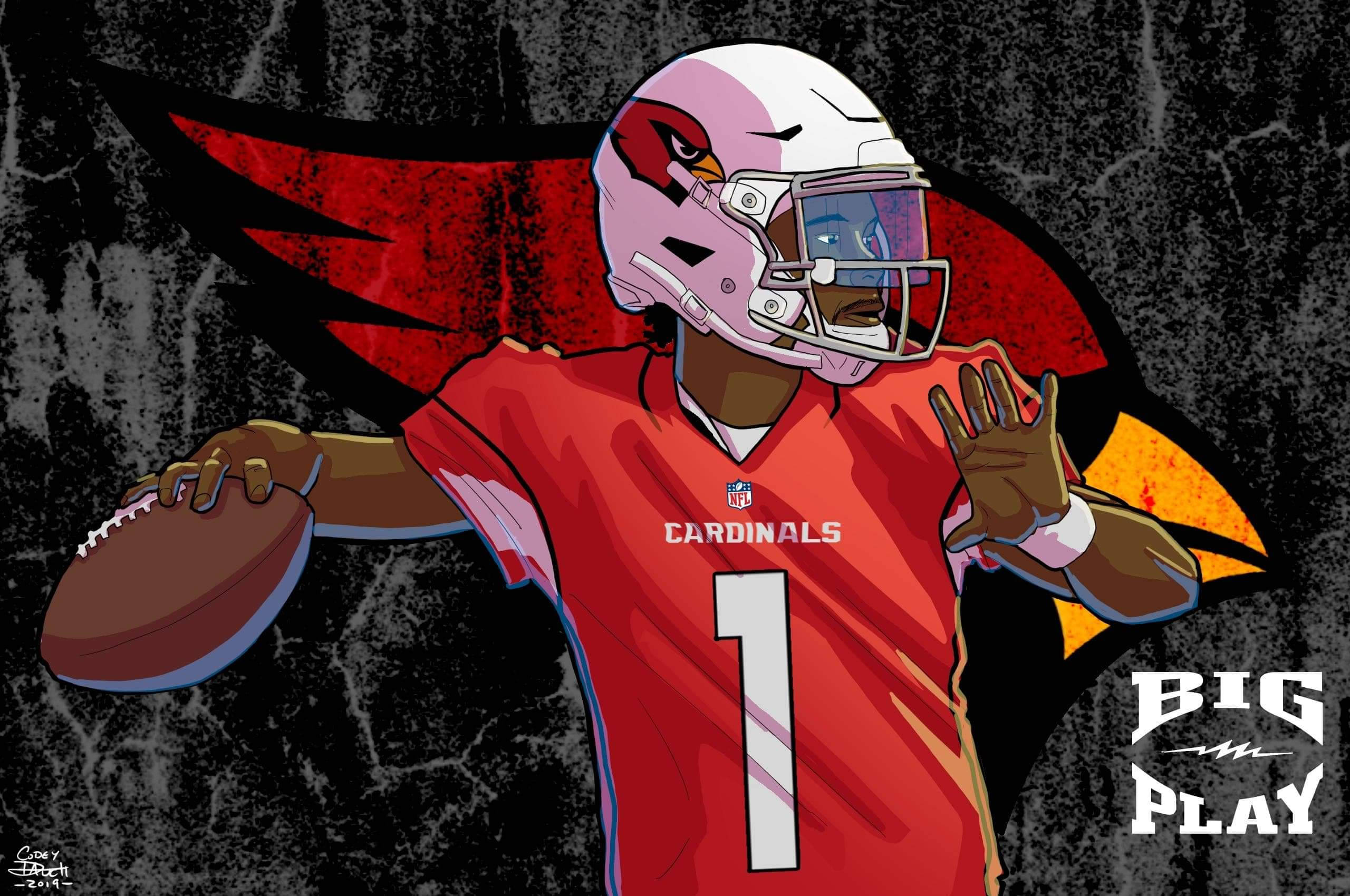 Kyler Murray, red Cardinals jersey, number one, 2K Desktop Wallpaper