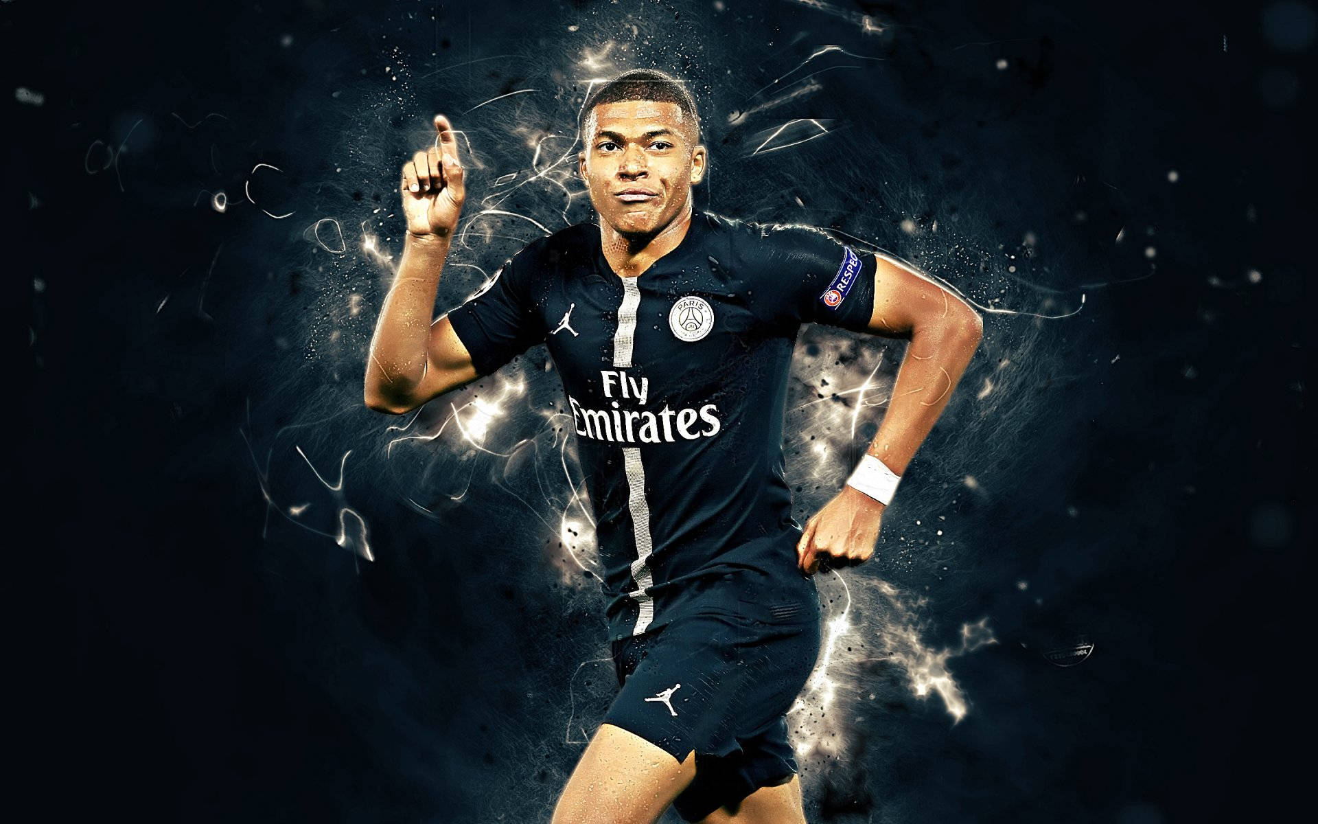 Kylian Mbappe, 4K, black aesthetic, Full HD Desktop Wallpaper
