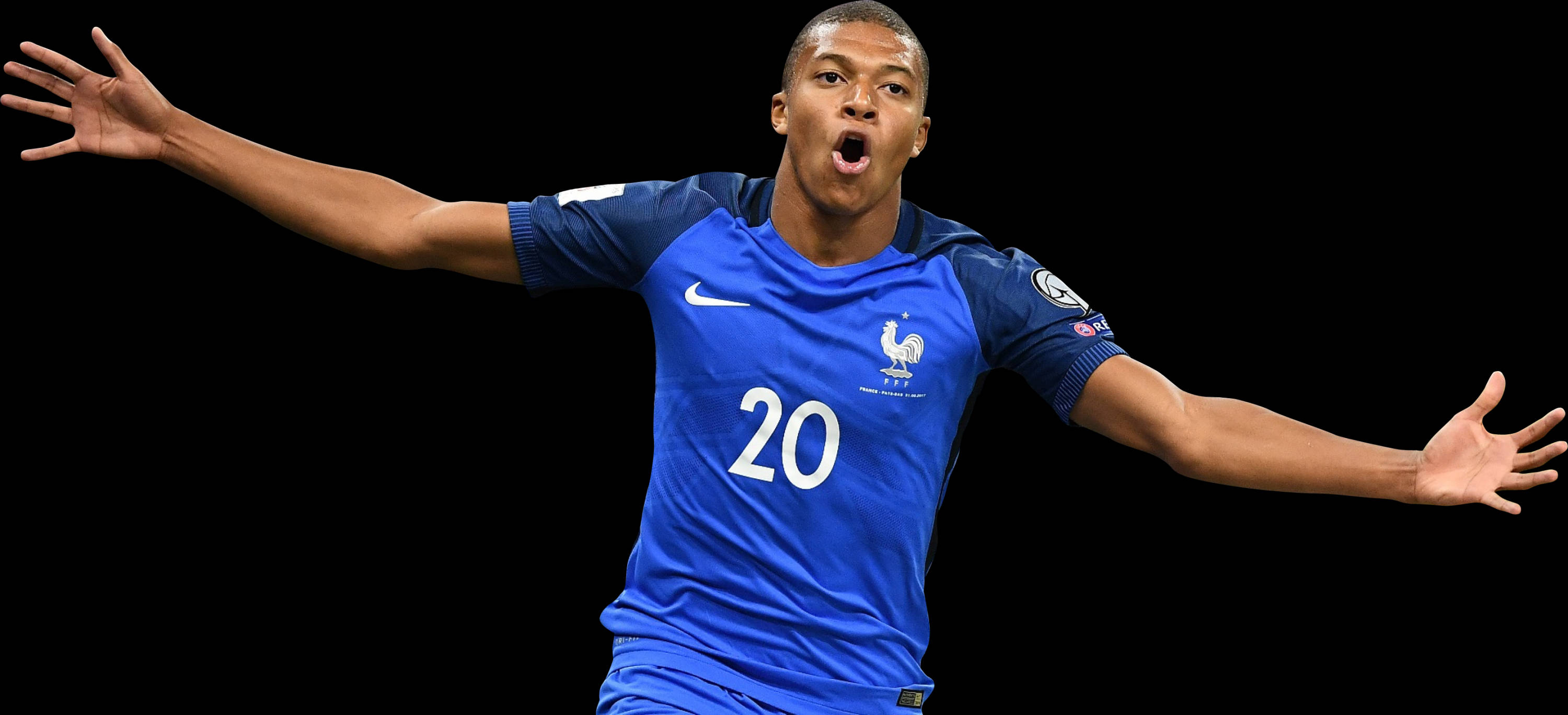 Kylian Mbappe, blue France jersey, number 20, 2K Desktop Wallpaper
