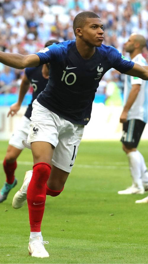 Kylian Mbappe, blue jersey, number 10, SD Phone Wallpaper
