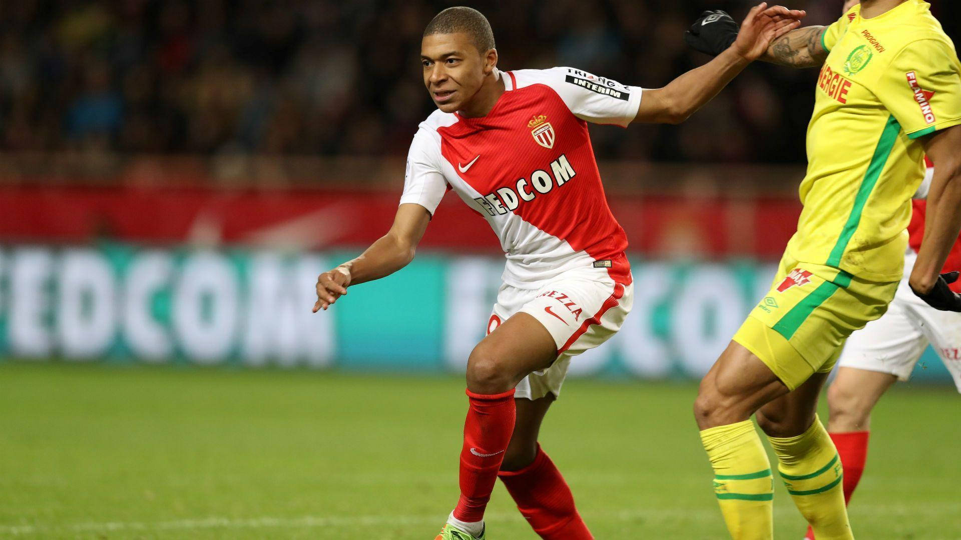 Kylian Mbappe, red and white jersey, yellow jersey, Full HD Desktop Wallpaper