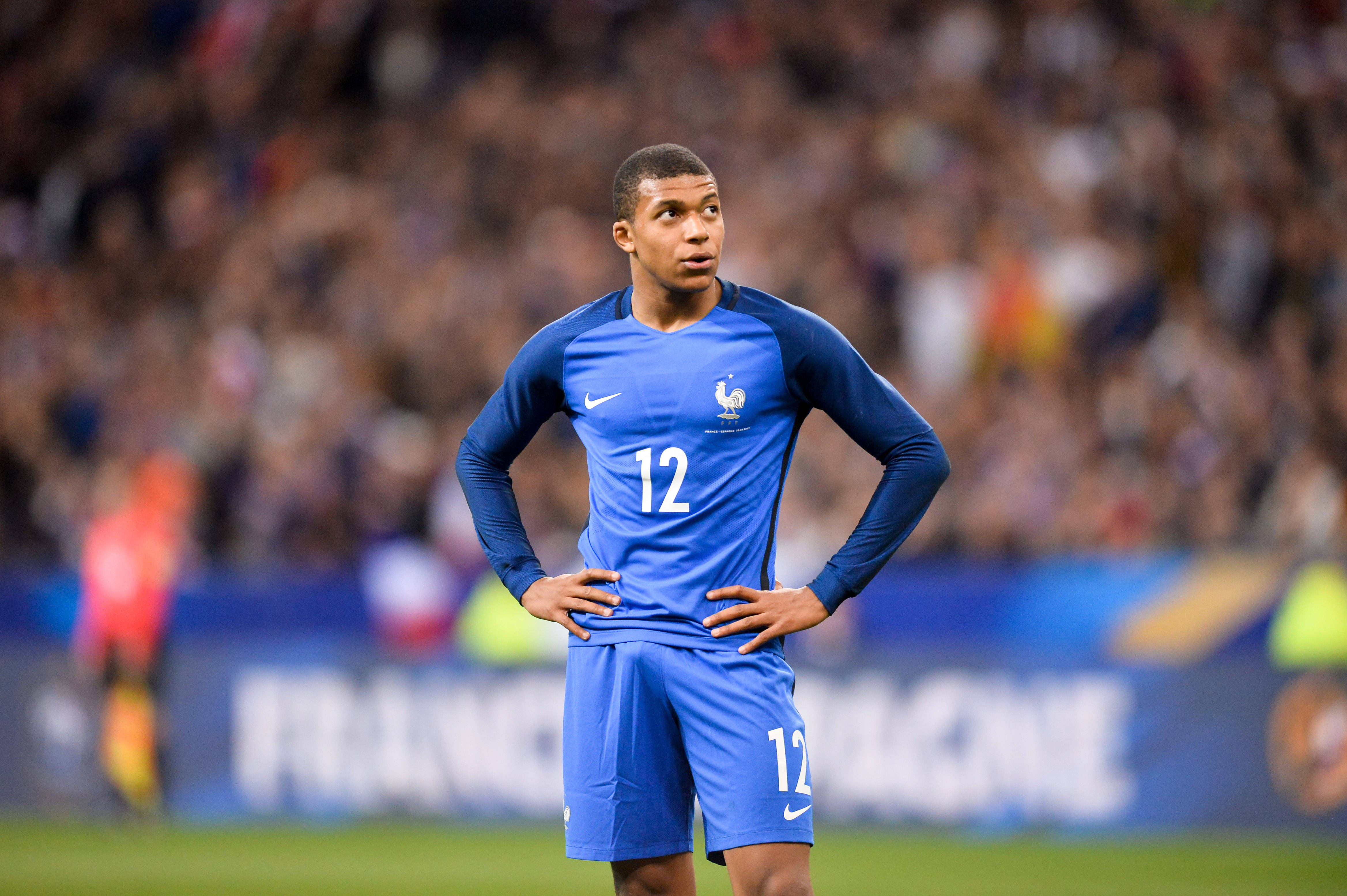 Kylian Mbappe, blue jersey, number 12, 4K Desktop Wallpaper