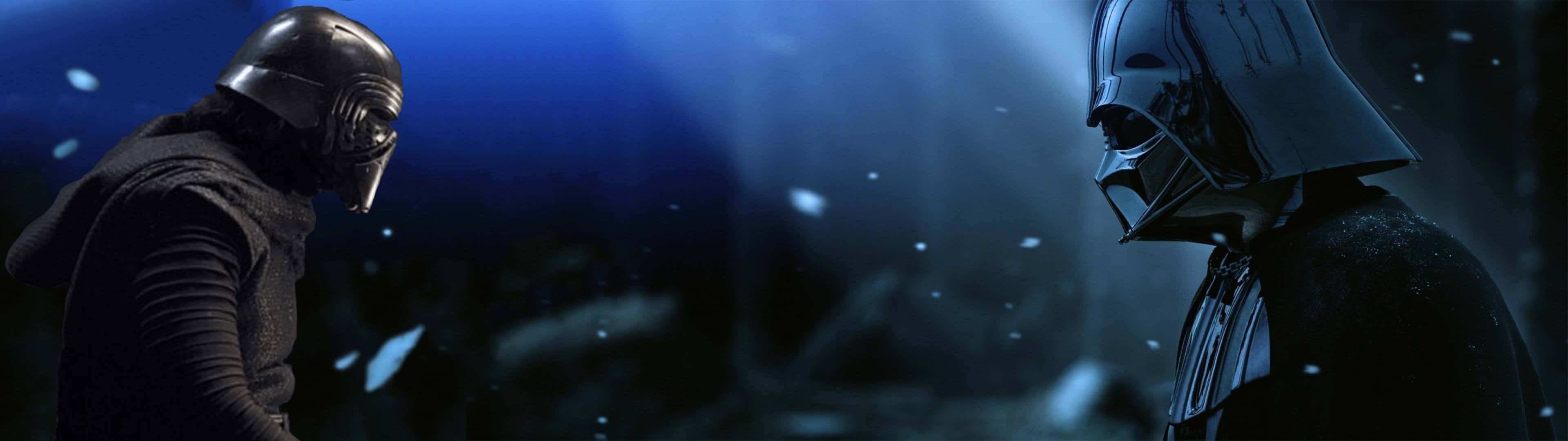 Kylo Ren, dark blue-lit space, floating particles, 4K Desktop Wallpaper