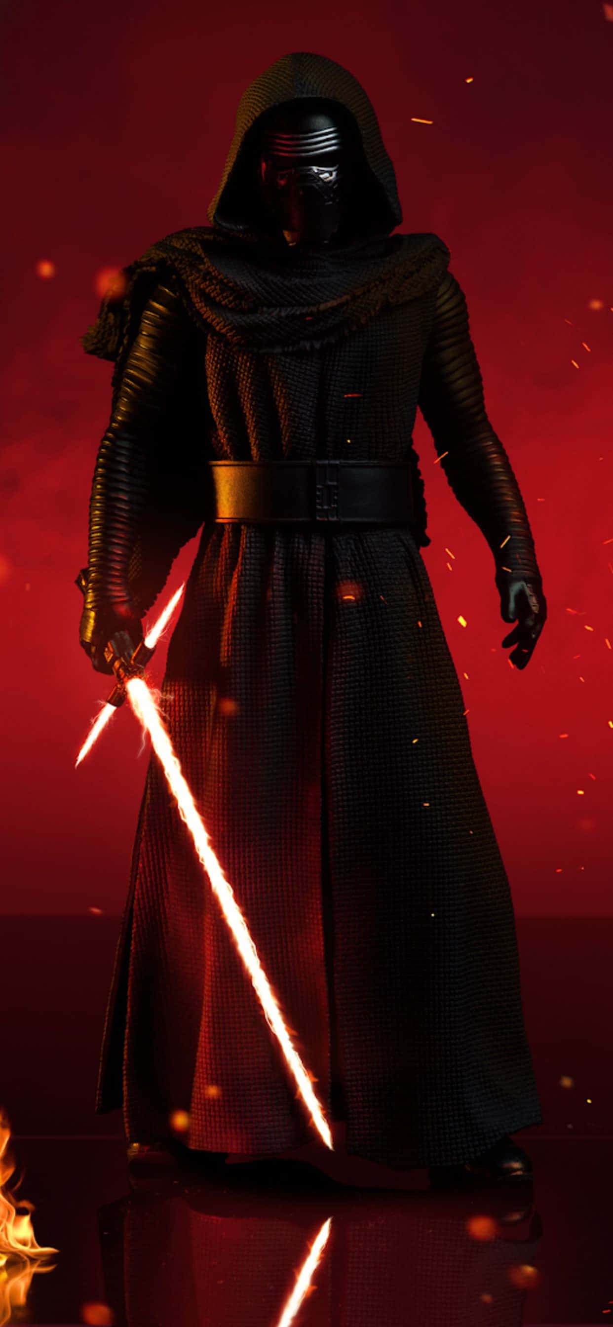 Kylo Ren, red lightsaber, black robes, 2K Phone Wallpaper