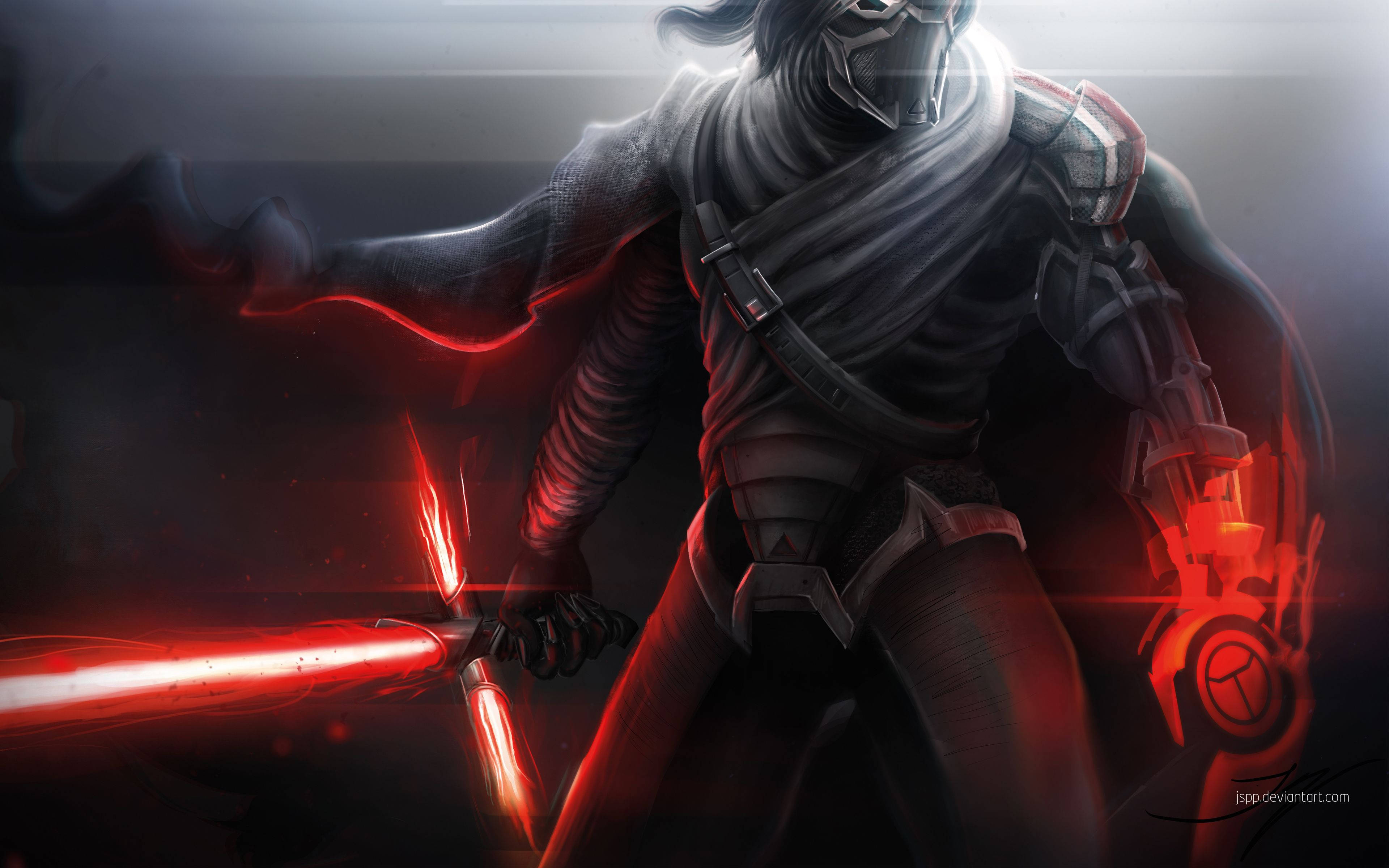 Kylo Ren, red lightsaber, dark armor, 4K Desktop Wallpaper