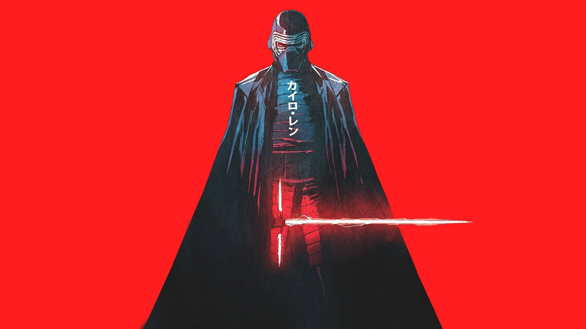 Kylo Ren, red lightsaber, black armor, Full HD Desktop Wallpaper