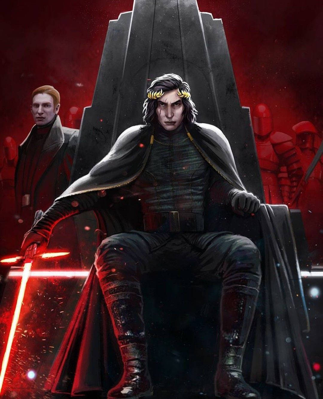 Kylo Ren, throne room, black armor, HD Phone Wallpaper