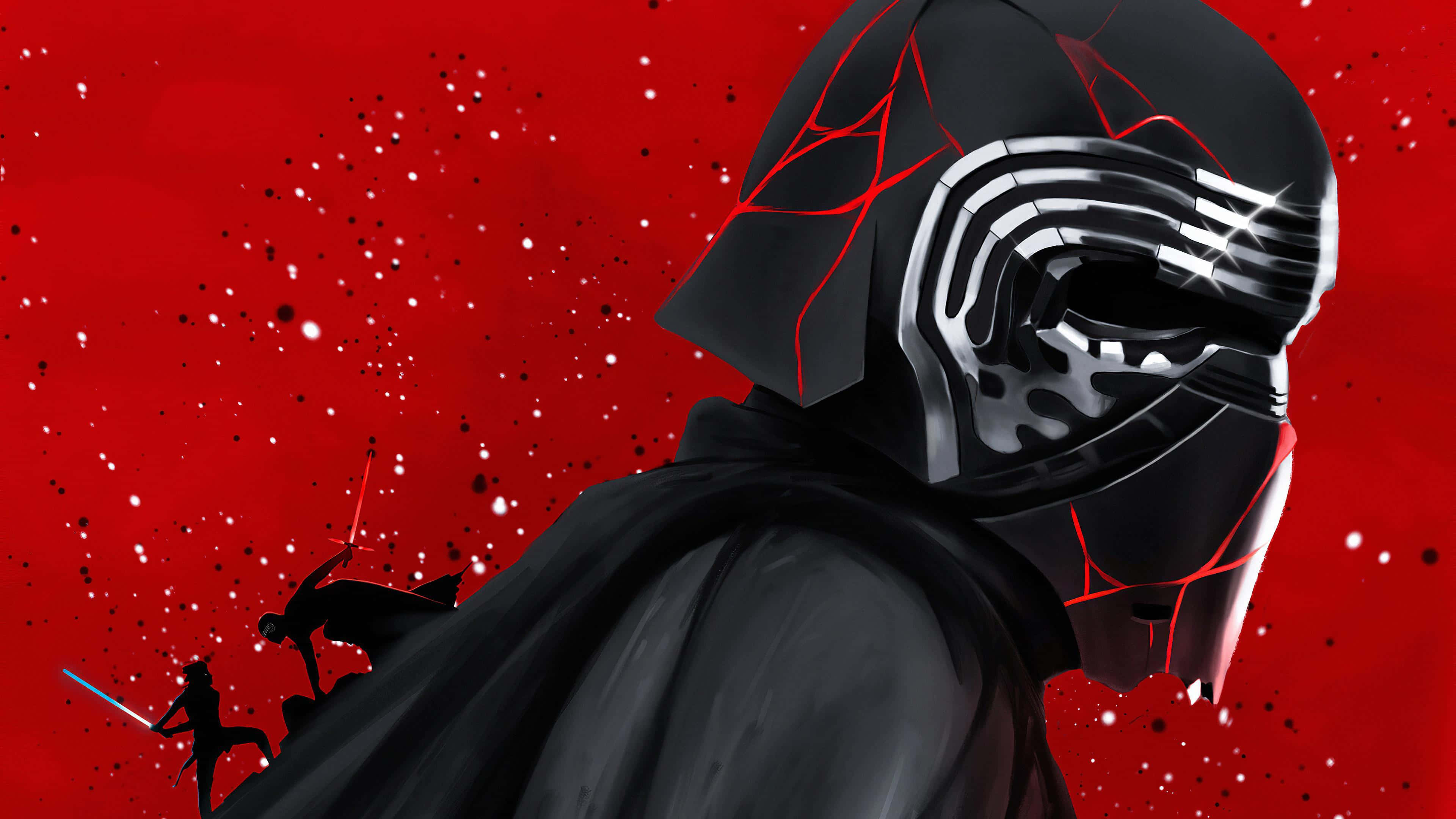 Kylo Ren, black helmet, red cracks, 4K Desktop Wallpaper