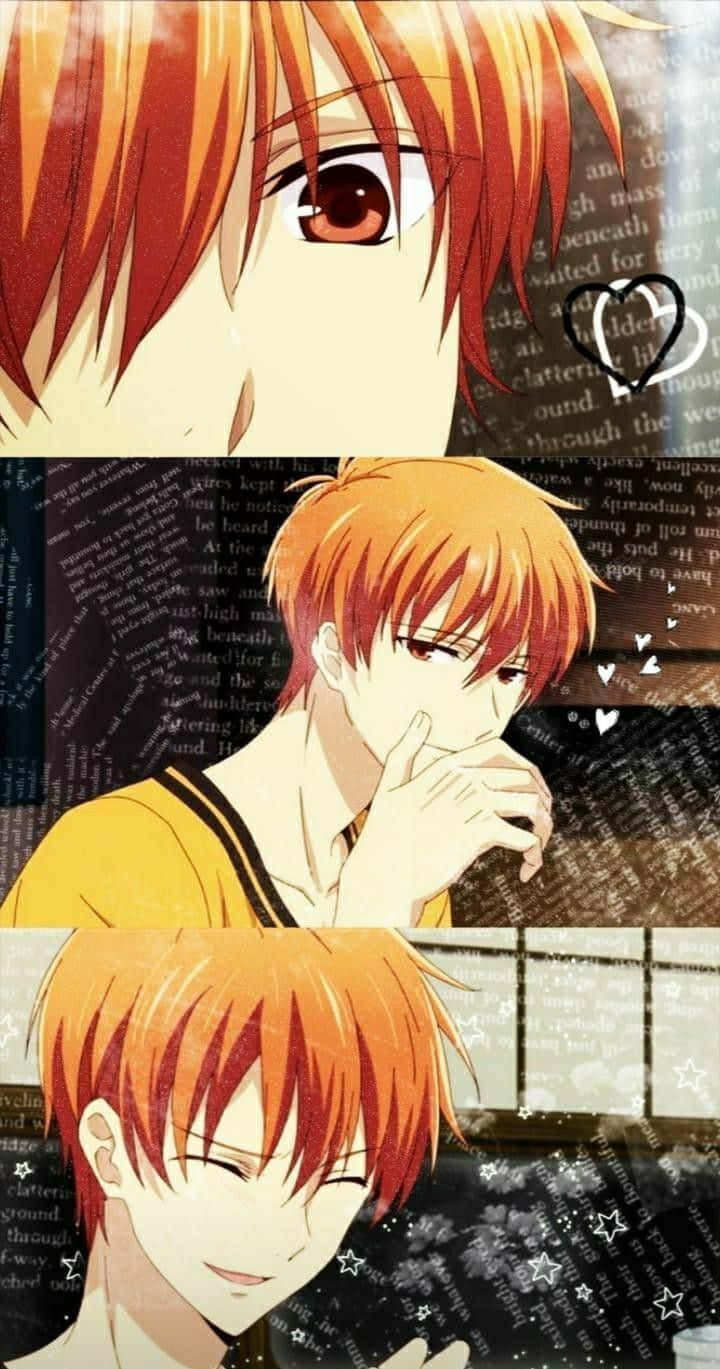 Kyo Sohma, fiery orange hair, expressive brown eyes, HD Phone Wallpaper