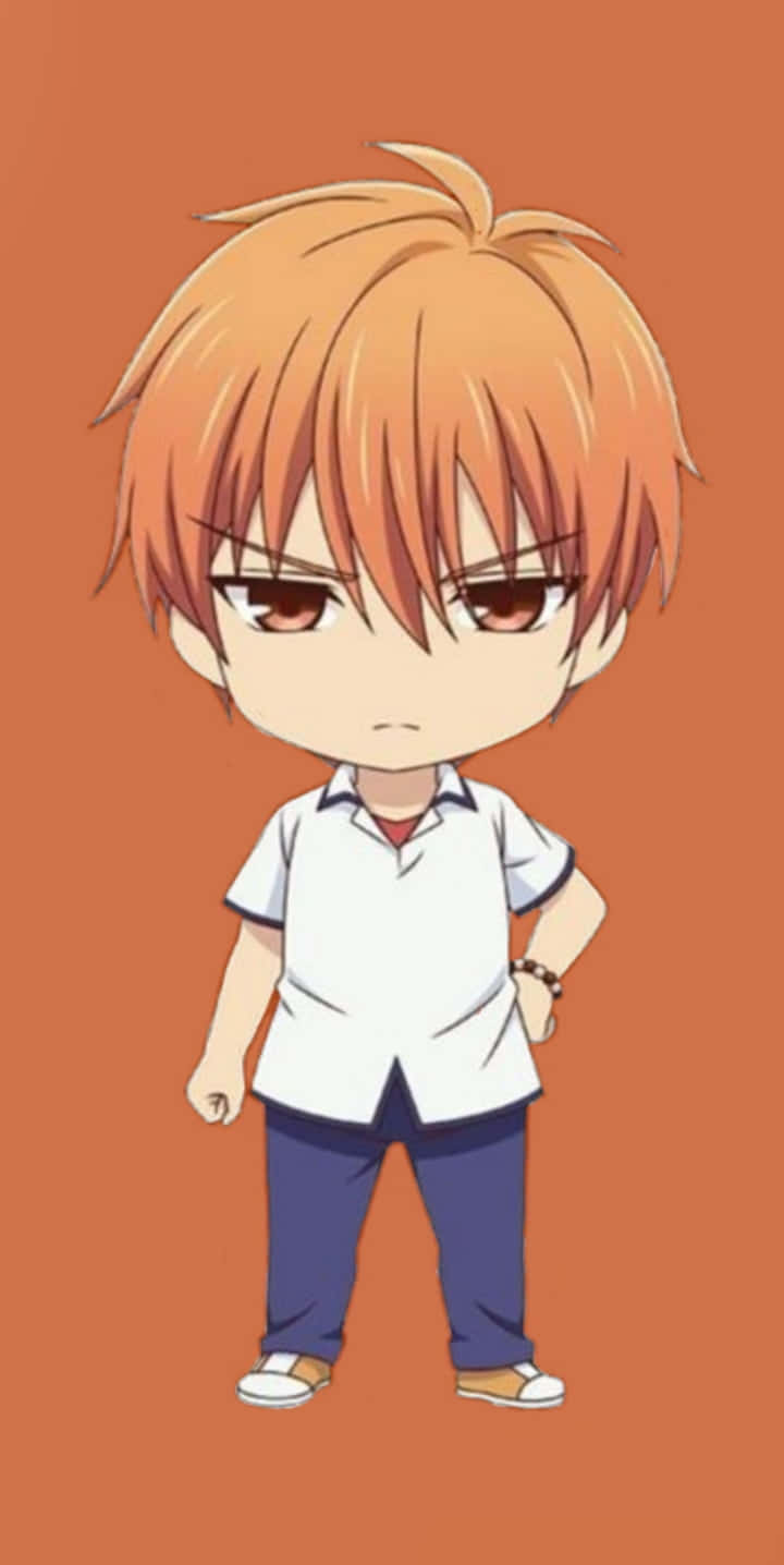 Kyo Sohma, orange kimono, chibi anime boy, HD Phone Wallpaper
