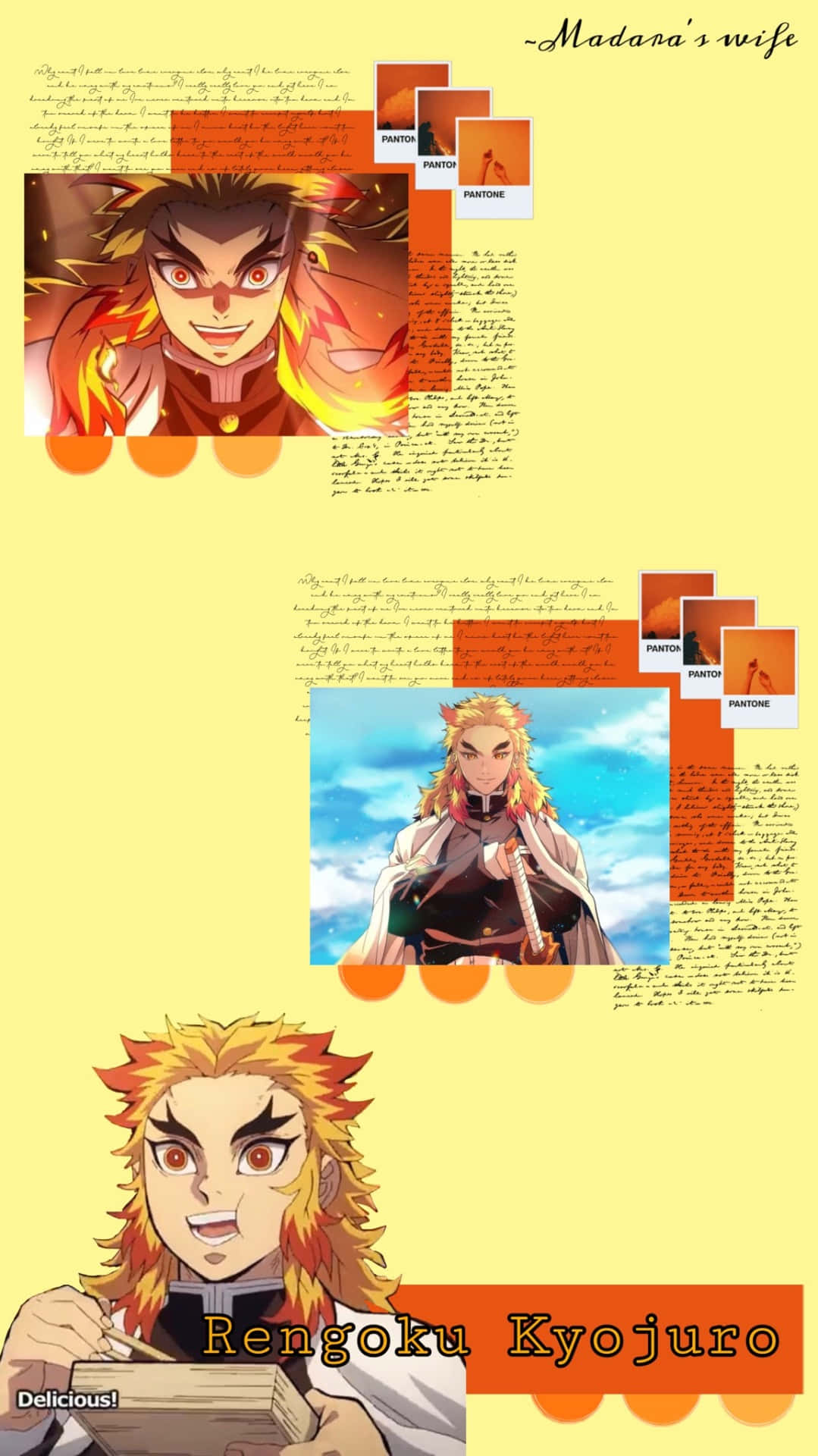 Rengoku Kyojuro, fiery orange, blue scenes, Full HD Phone Wallpaper