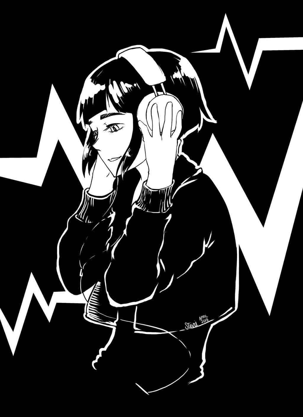 Kyoka Jiro, black and white zigzag background, anime girl, HD Phone Wallpaper
