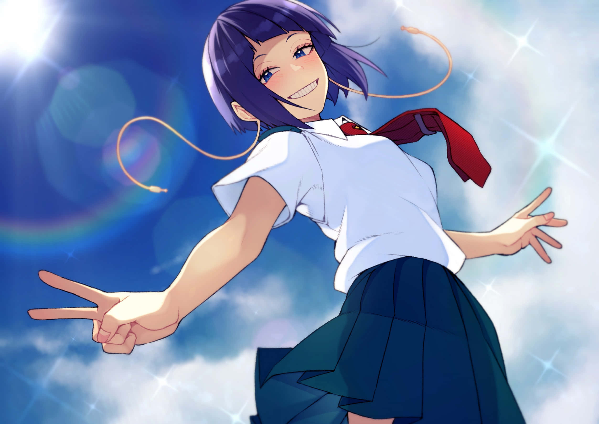 Kyoka Jiro, school uniform, sparkling blue sky, Full HD Desktop Wallpaper
