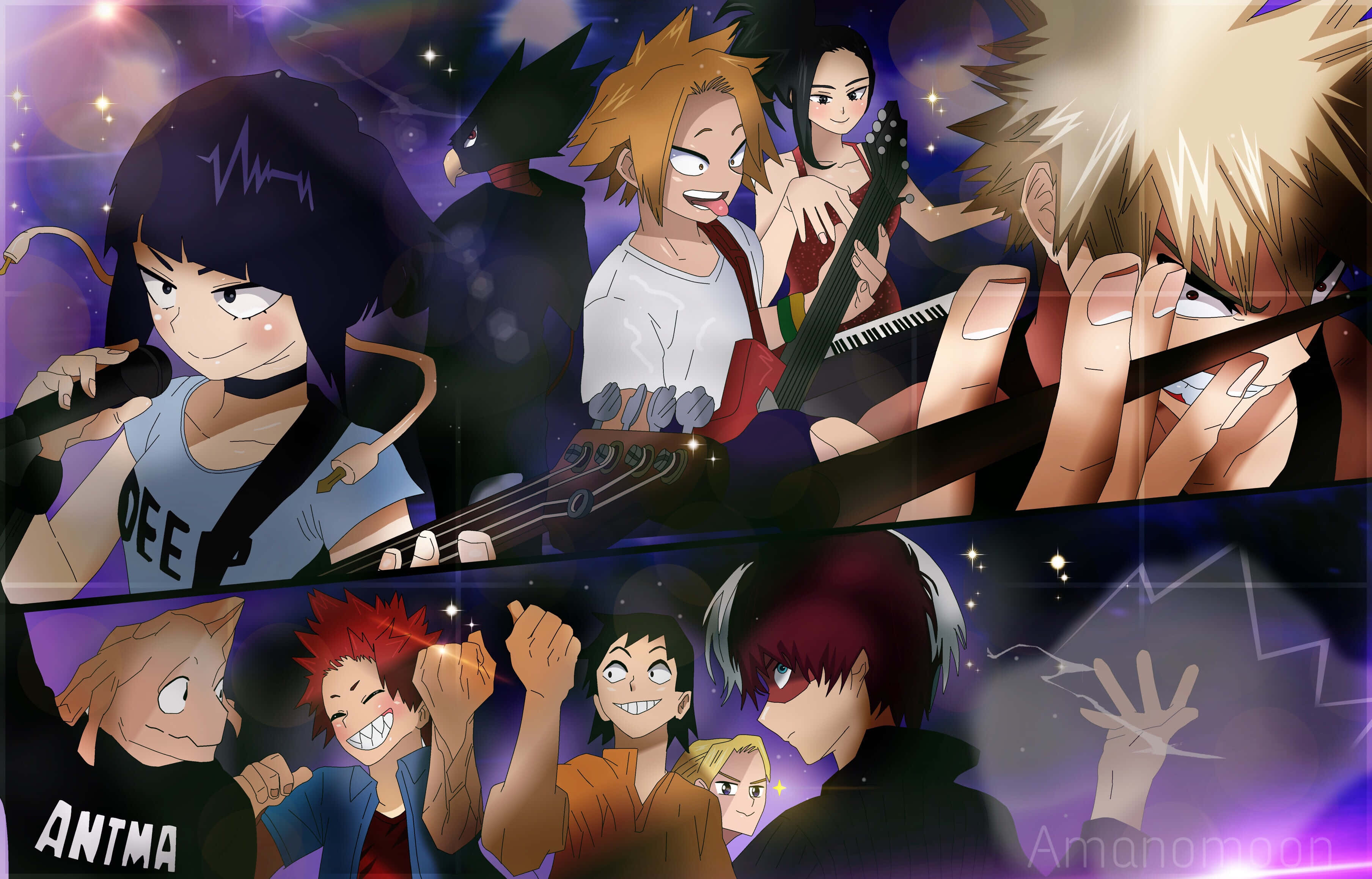 Kyoka Jiro, anime band members, cosmic lights, 2K Desktop Wallpaper